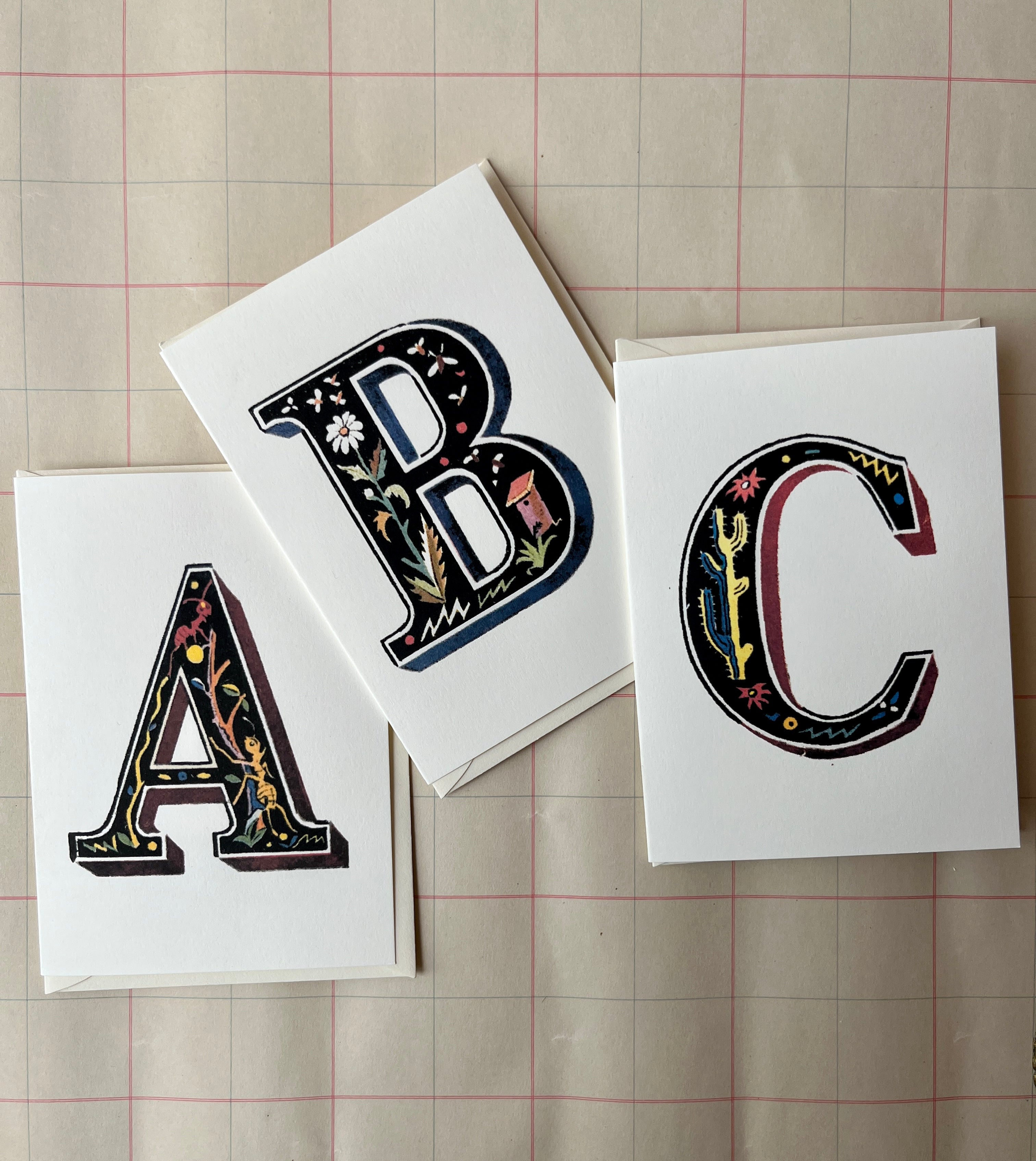 Animal Alphabet Monogram Folded Notecard Set - PARCEL