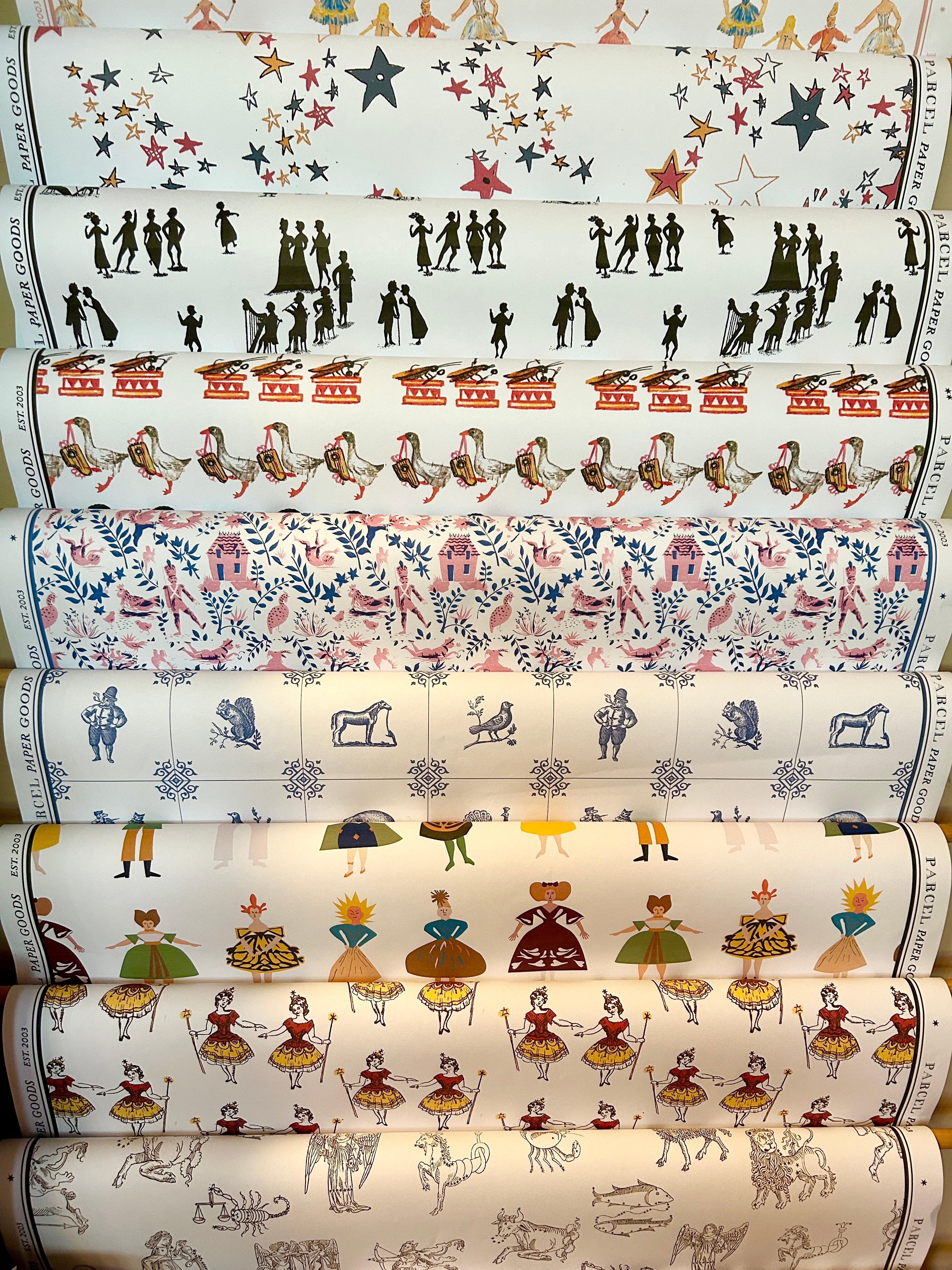 Parcel Artisan Wrapping Paper, French Storybook Pink and Blue - PARCEL