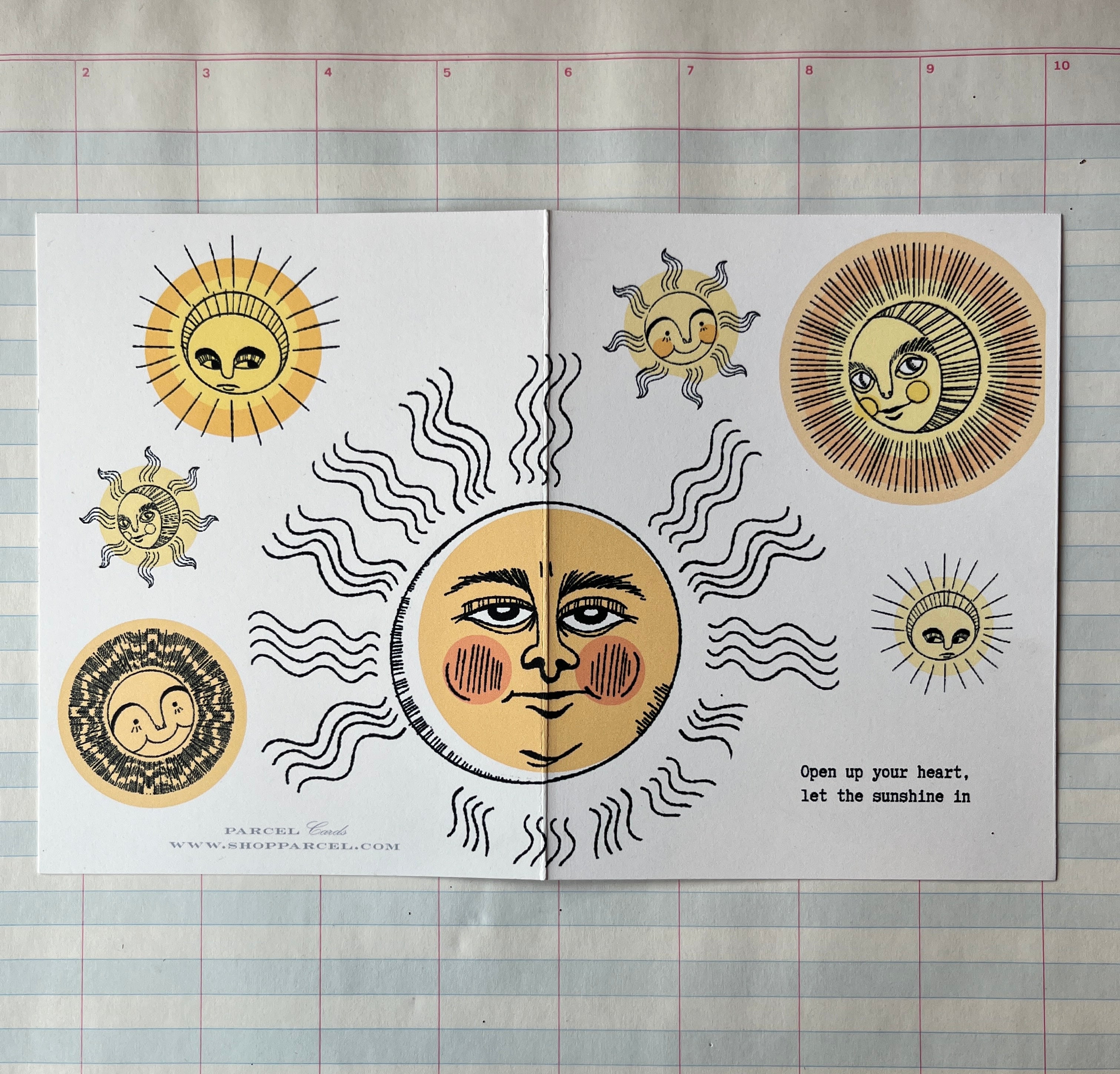 Suns, Moons, Stars and Clouds Greeting Cards - PARCEL