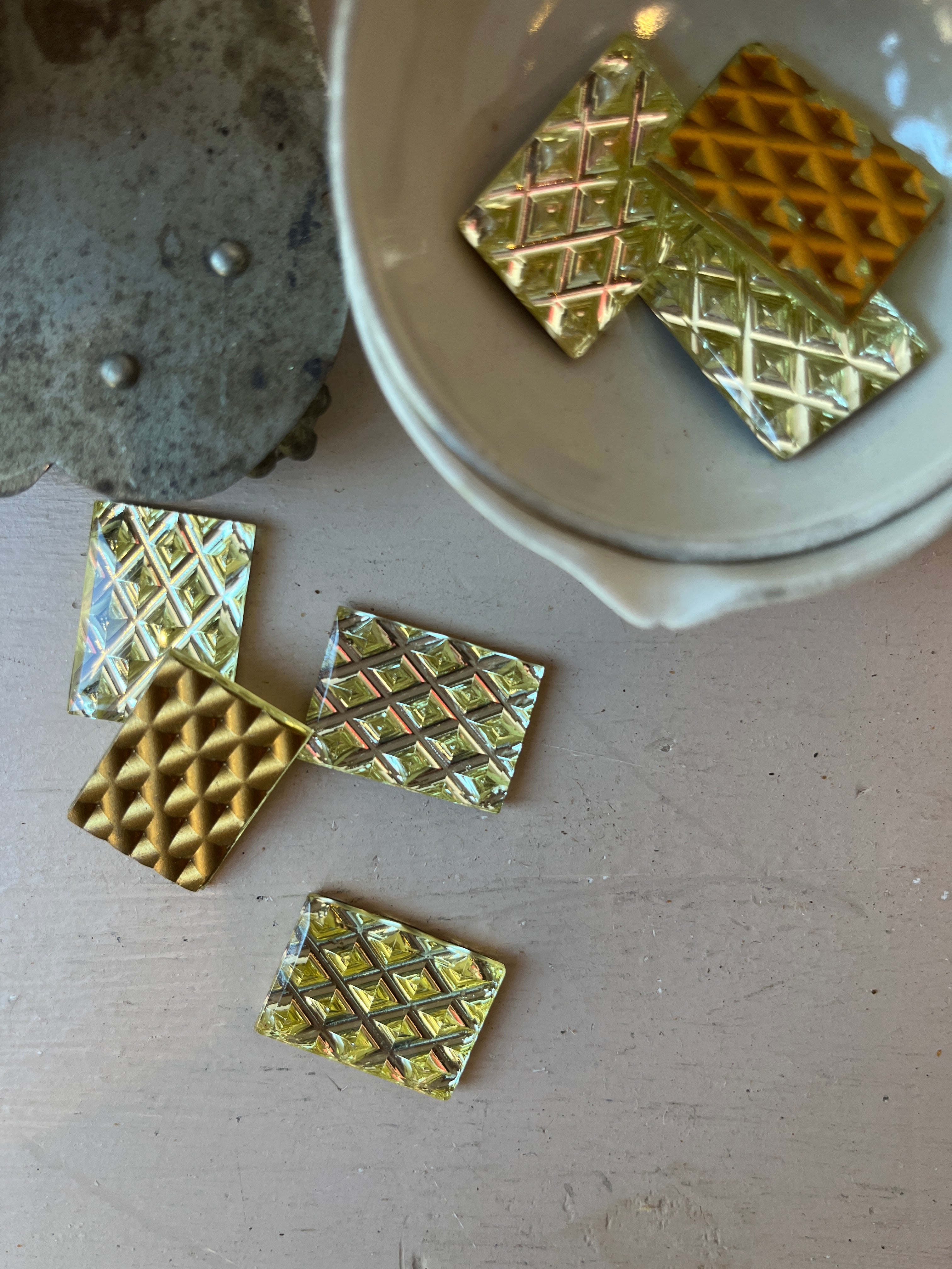 Vintage Quilted Glass Tiles