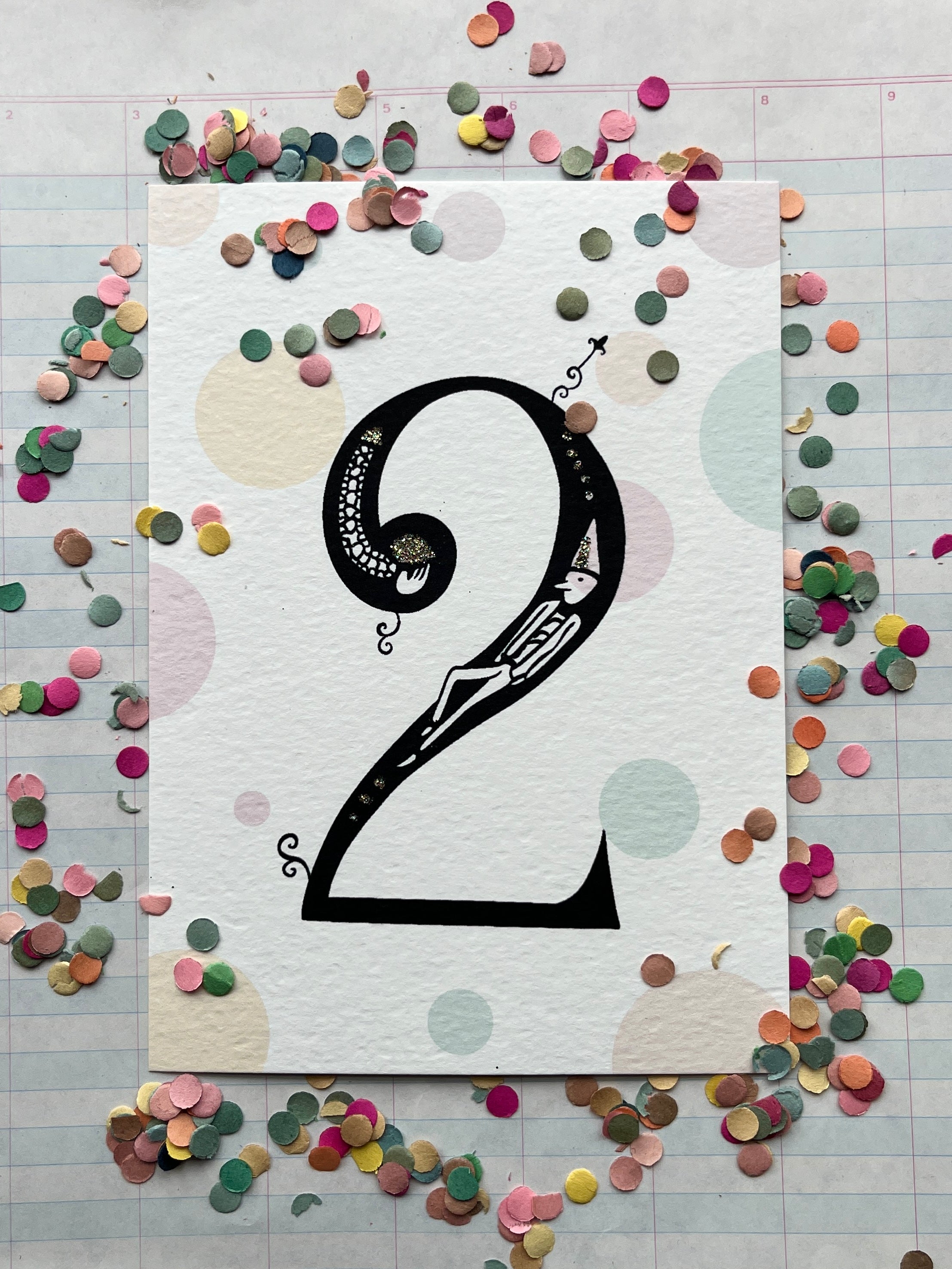 Fanciful Numbers Glitter Card