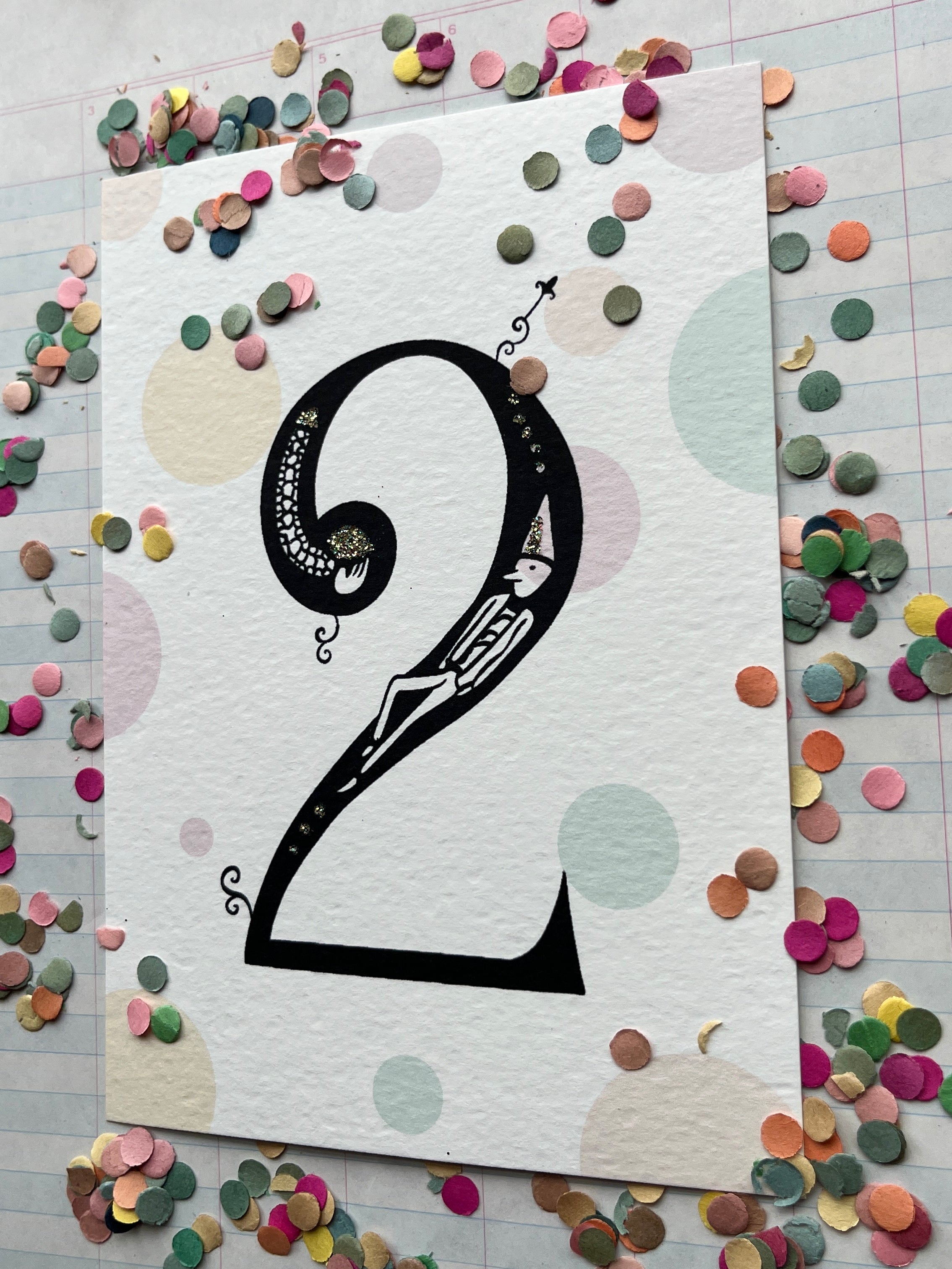 Fanciful Numbers Glitter Card