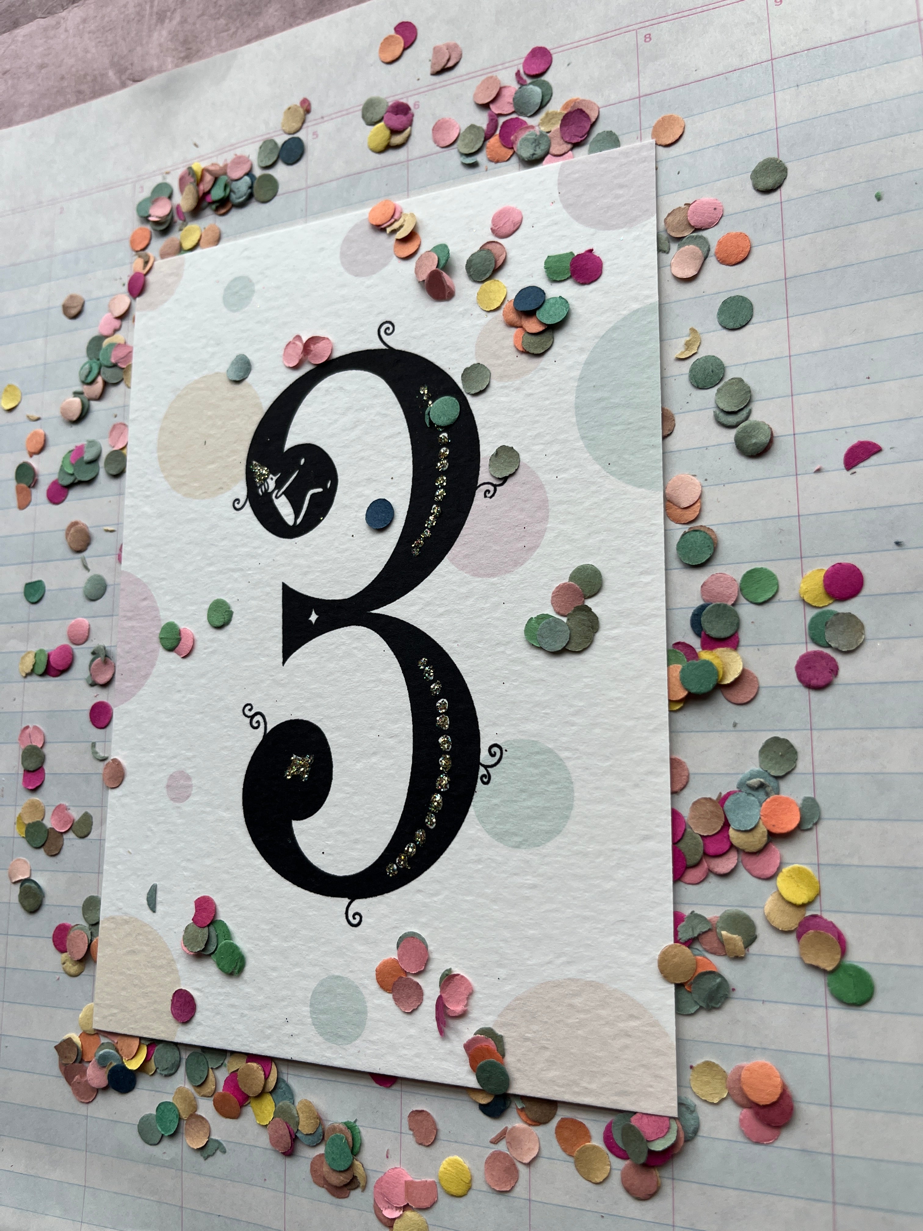 Fanciful Numbers Glitter Card