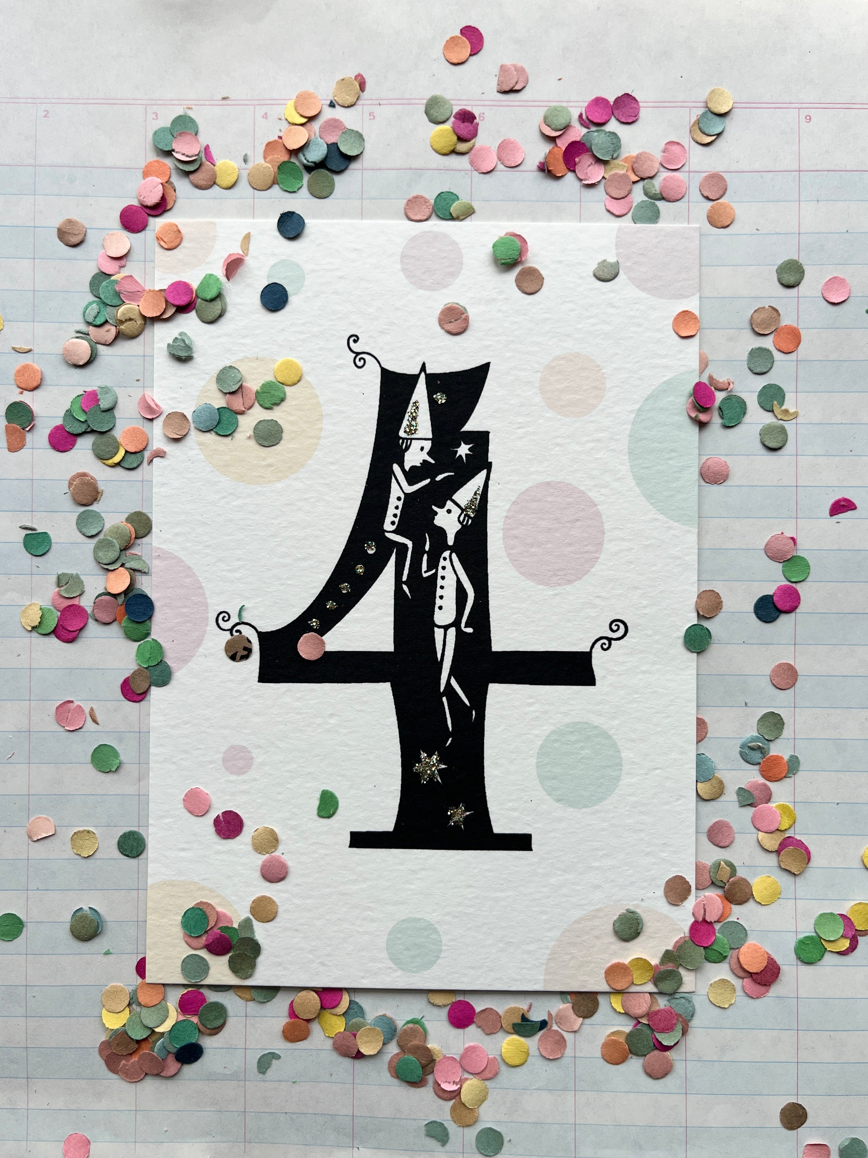 Fanciful Numbers Glitter Card