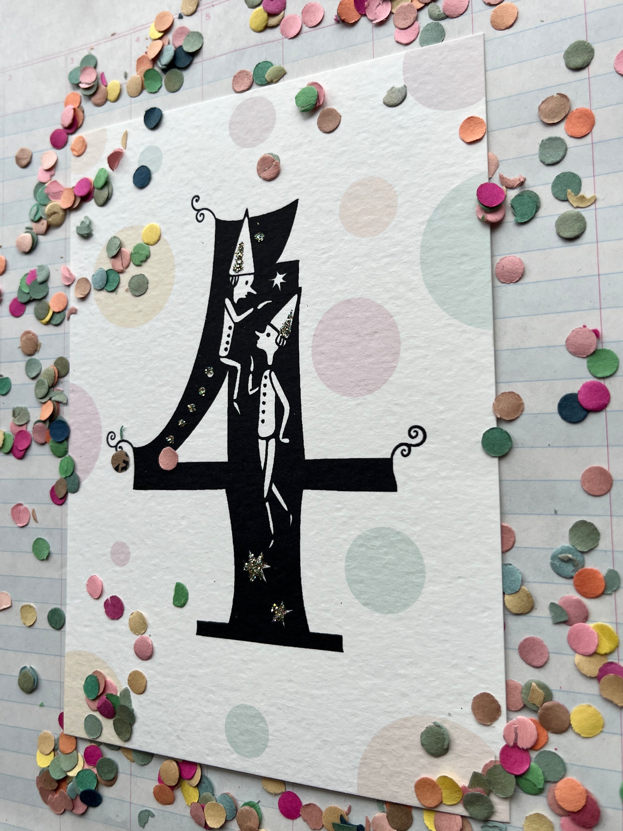Fanciful Numbers Glitter Card