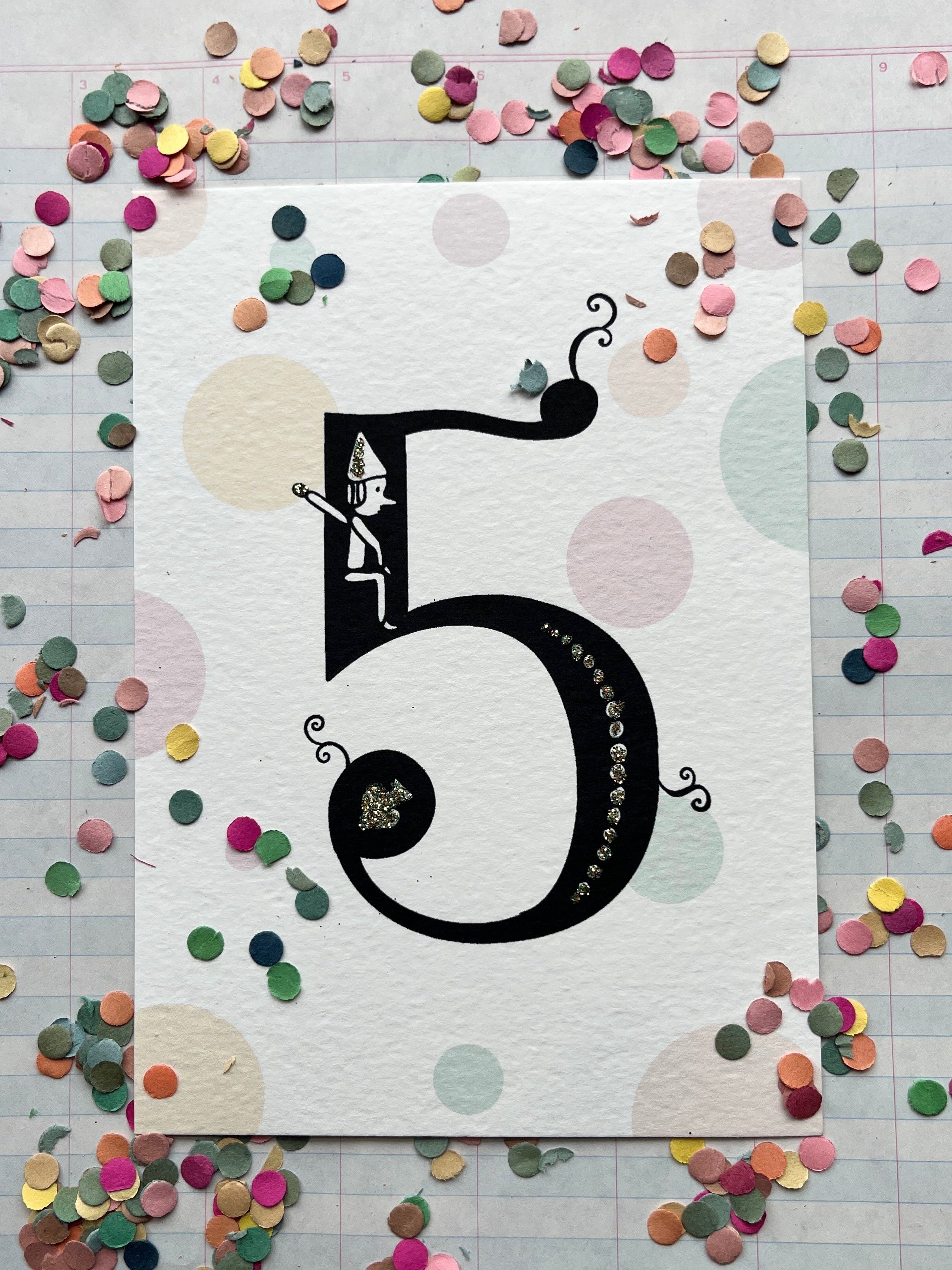 Fanciful Numbers Glitter Card