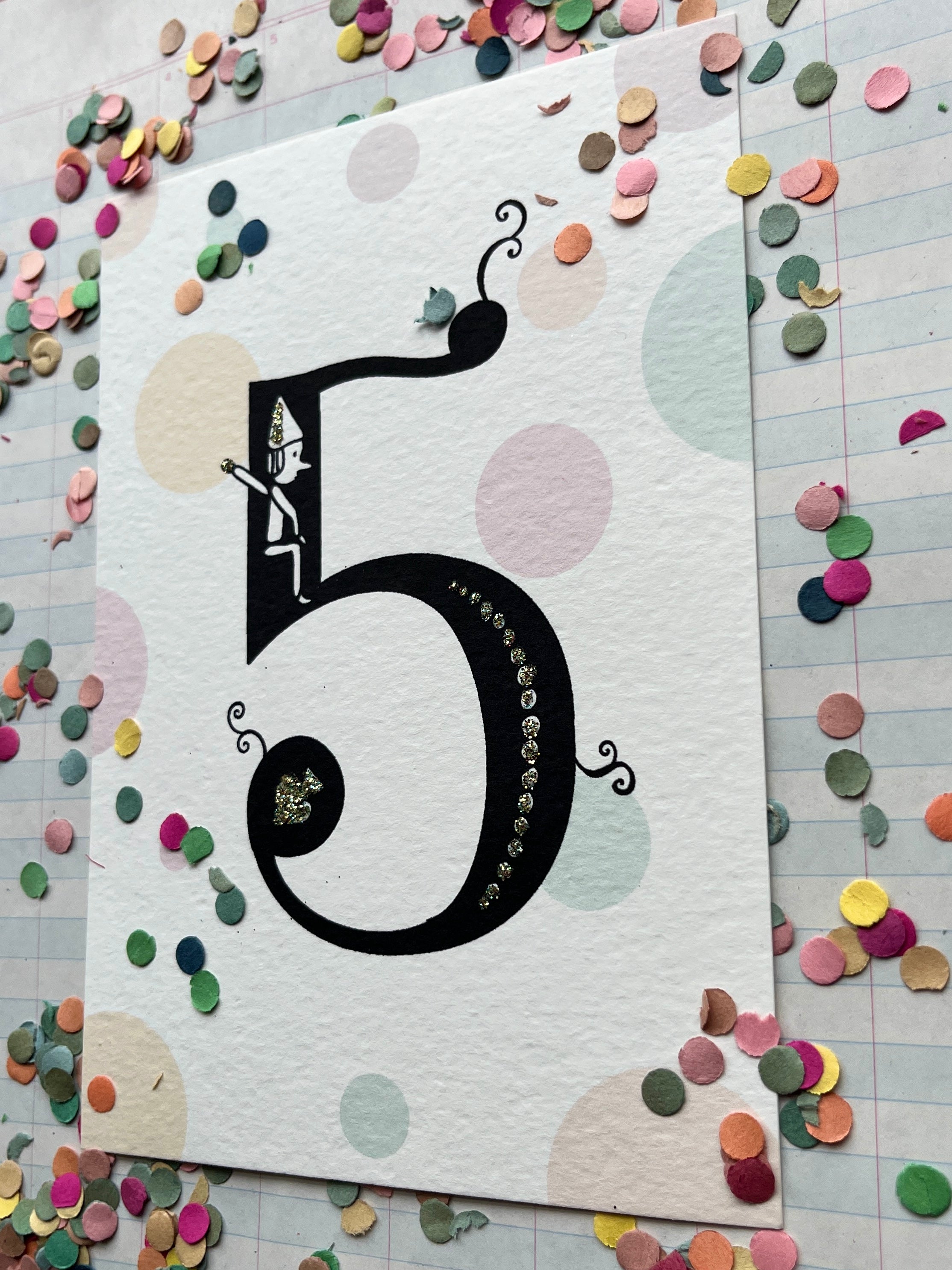Fanciful Numbers Glitter Card