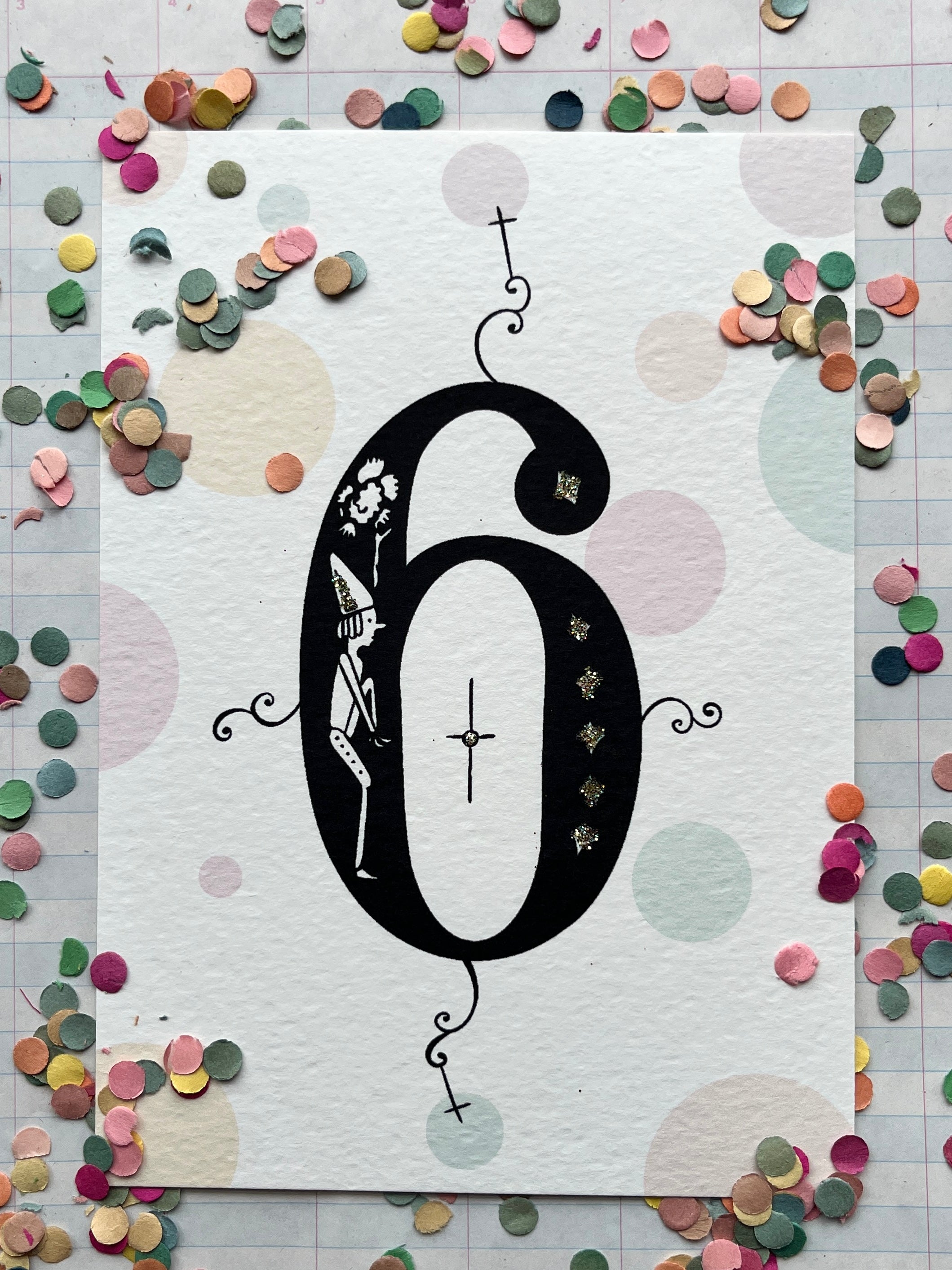 Fanciful Numbers Glitter Card