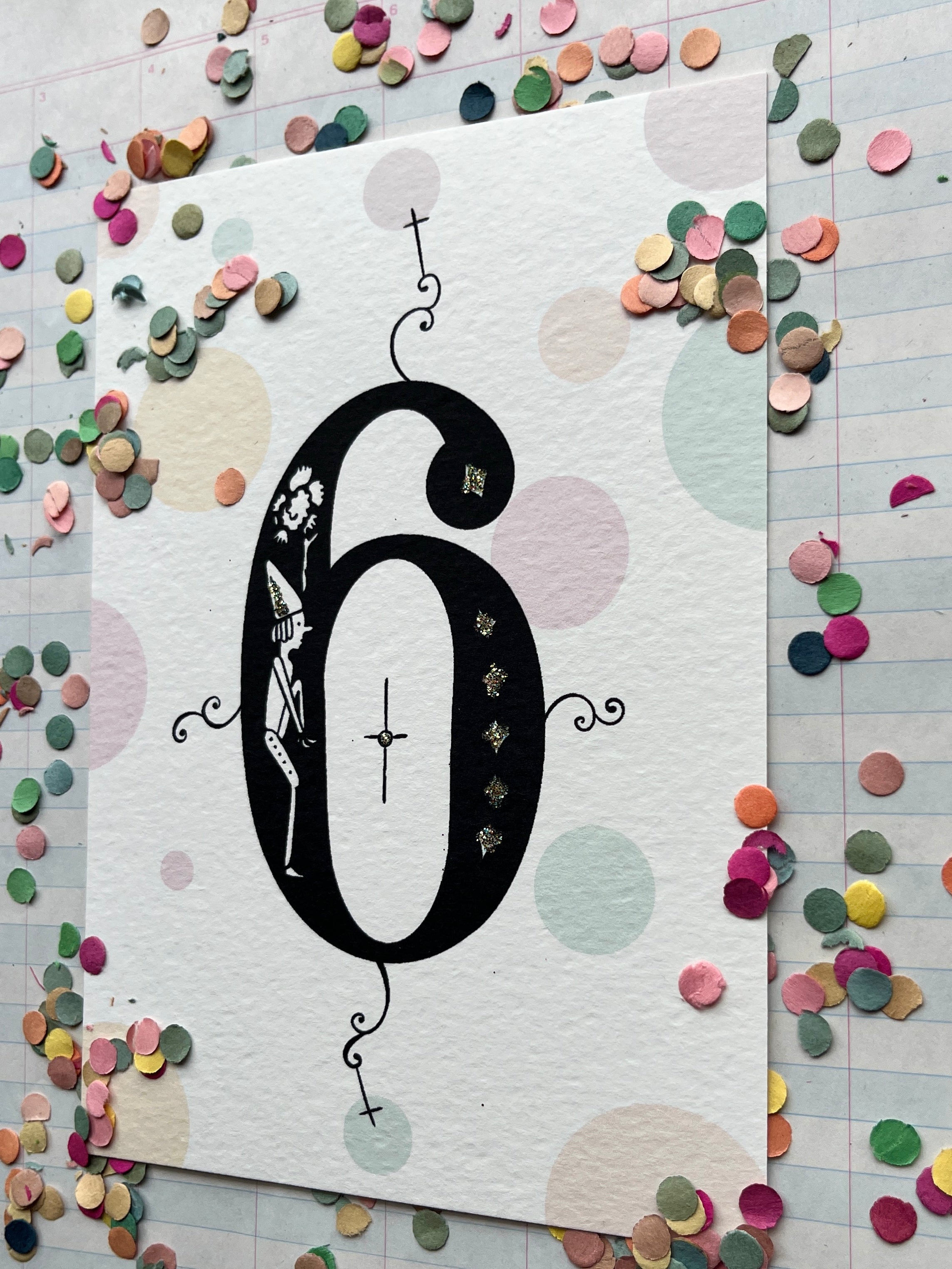 Fanciful Numbers Glitter Card