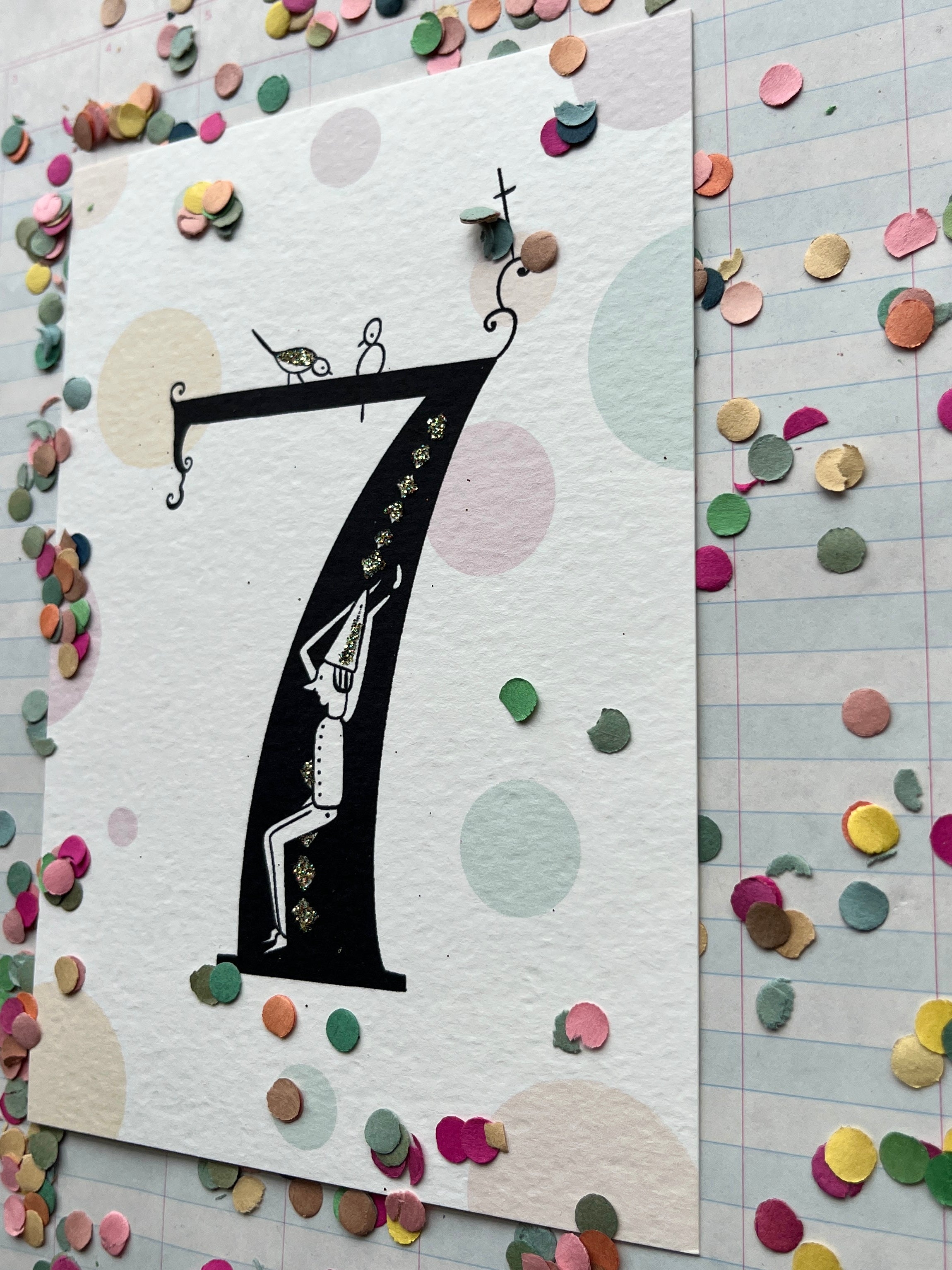 Fanciful Numbers Glitter Card