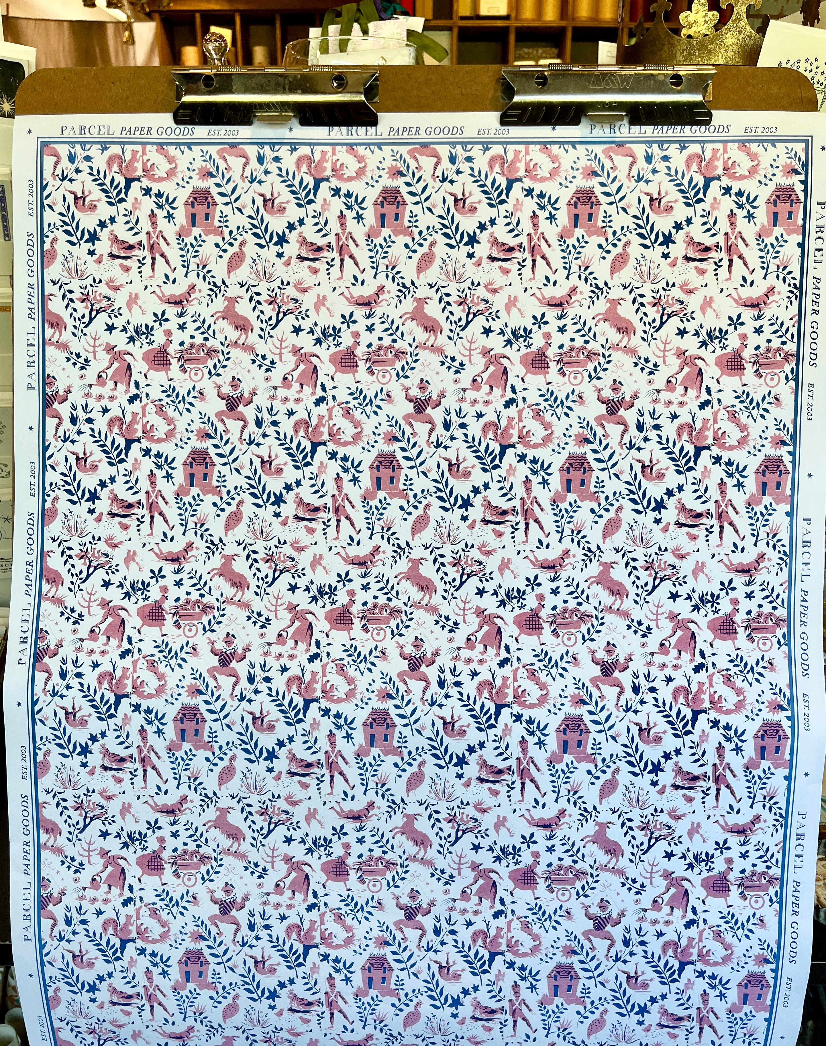Parcel Artisan Wrapping Paper, French Storybook Pink and Blue - PARCEL