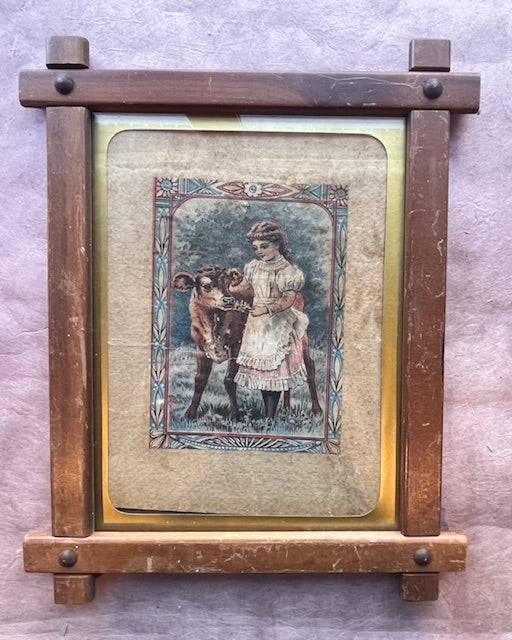 Vintage Pastoral Print in a Handcrafted Frame - PARCEL