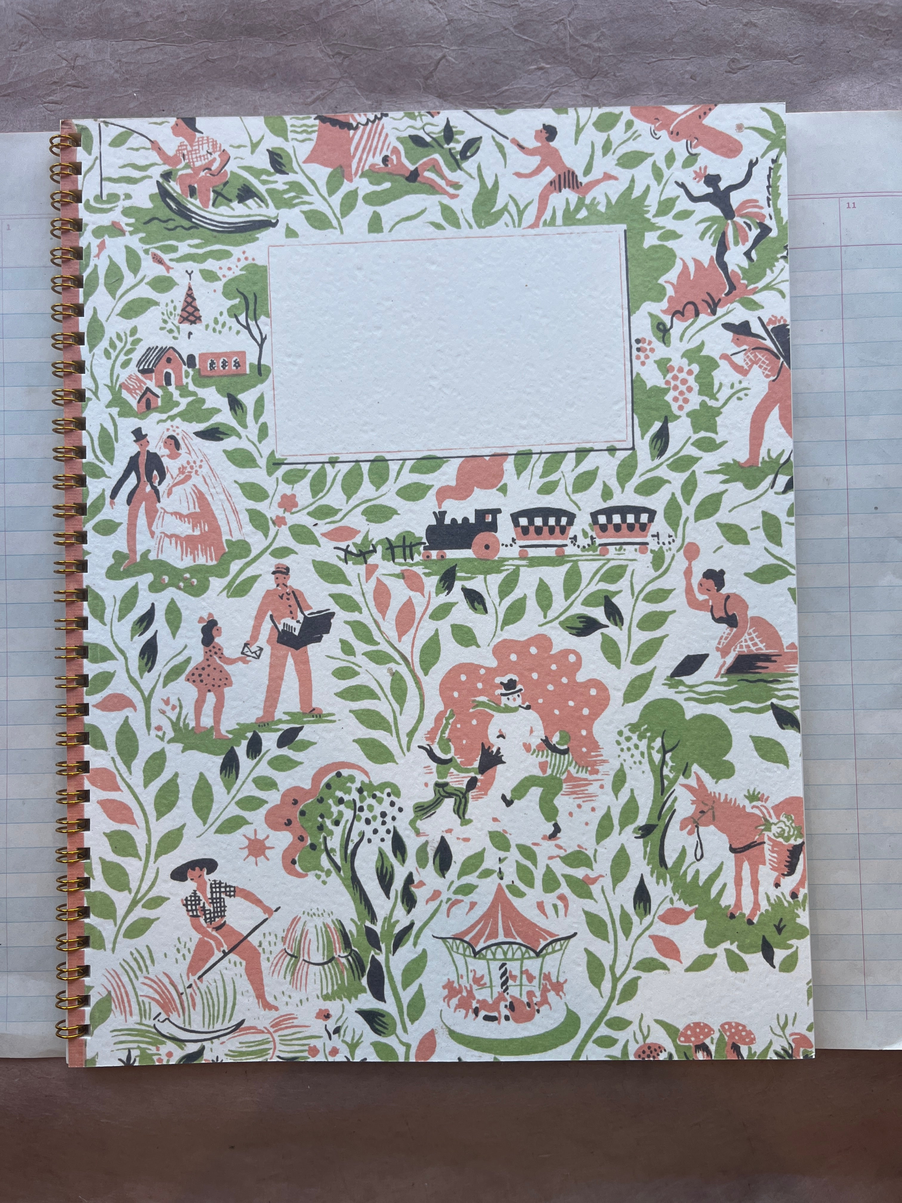 French Storybook Notebook - Peach and Green - PARCEL