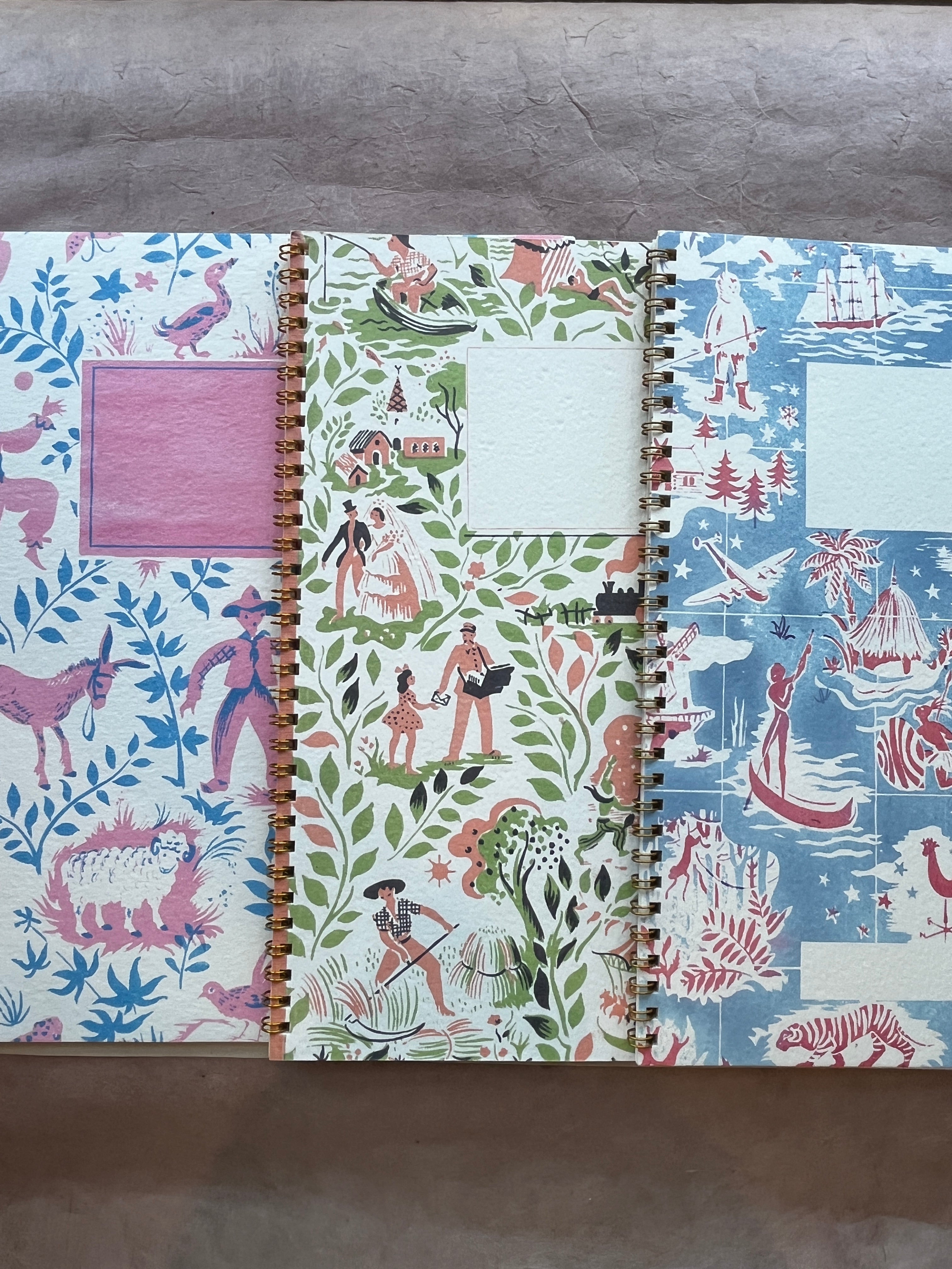 French Storybook Notebook - Peach and Green - PARCEL