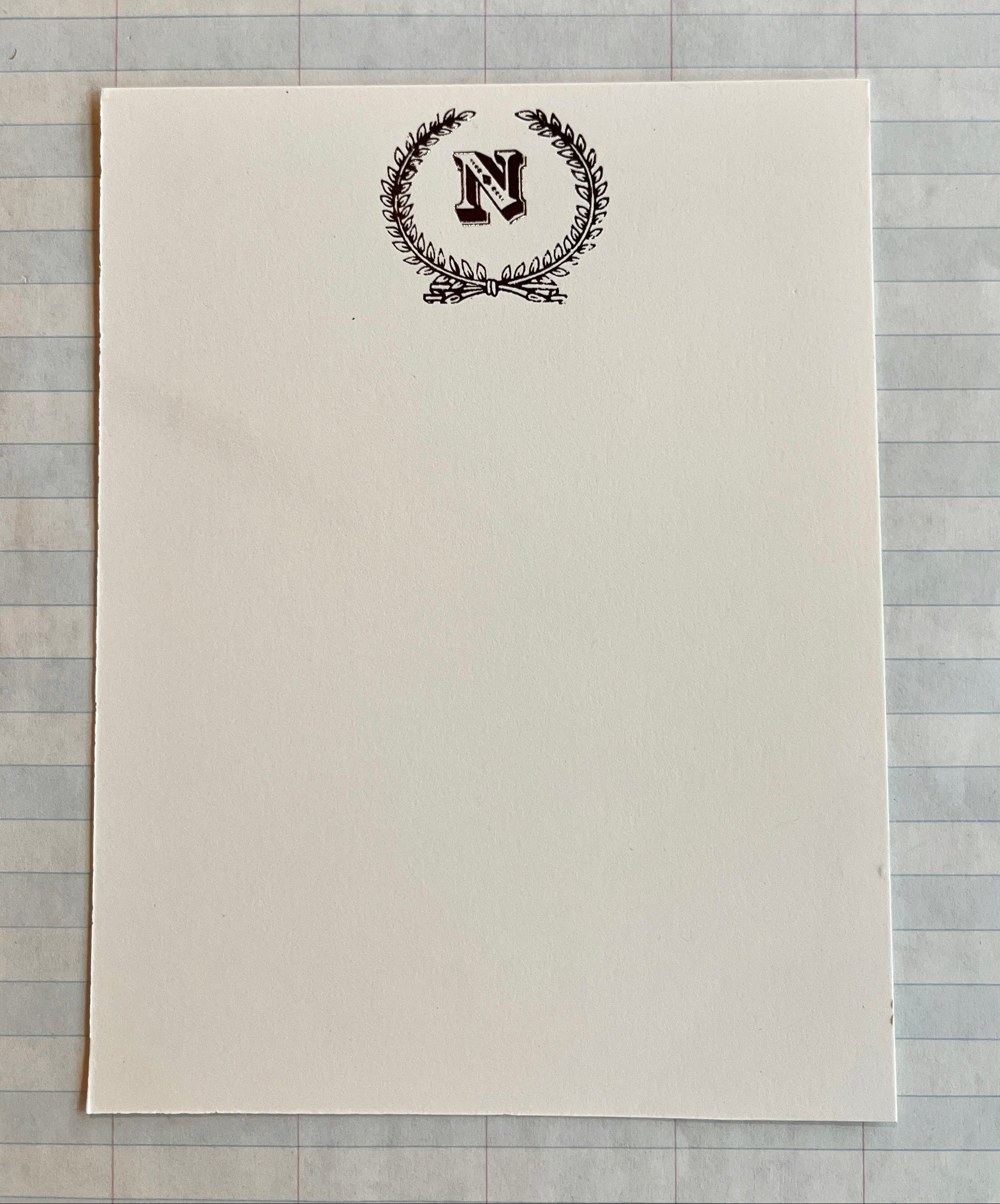 Laurel Wreath Monogram Foil-Pressed Notecards - PARCEL