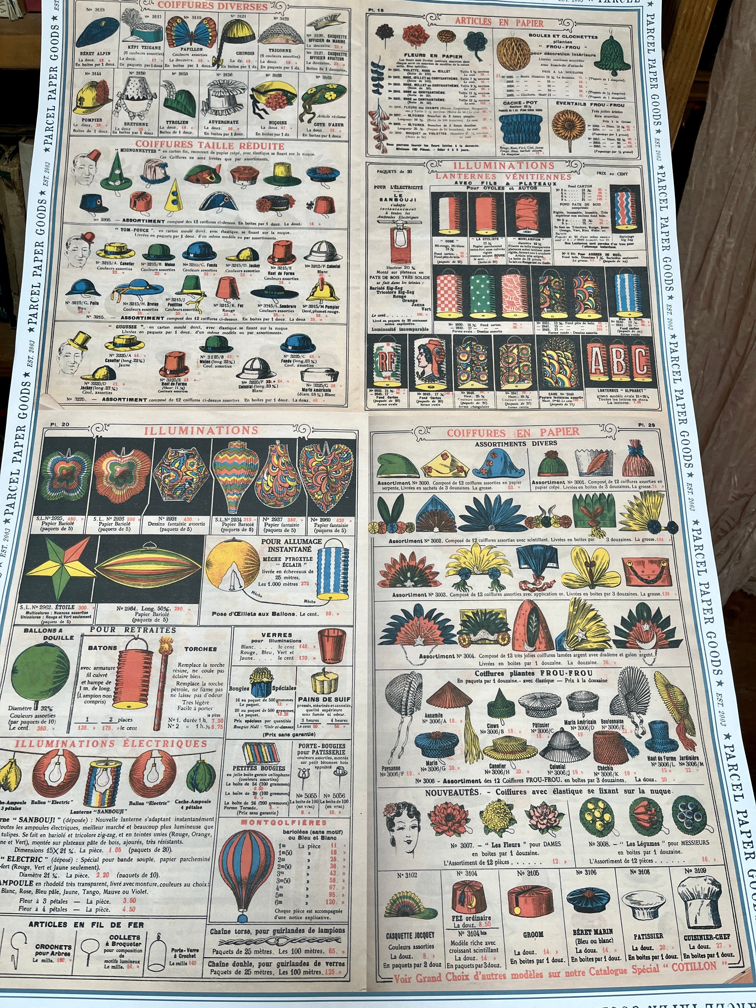 Parcel Artisan Wrapping Paper, Celebratory Hats and Lanterns - PARCEL