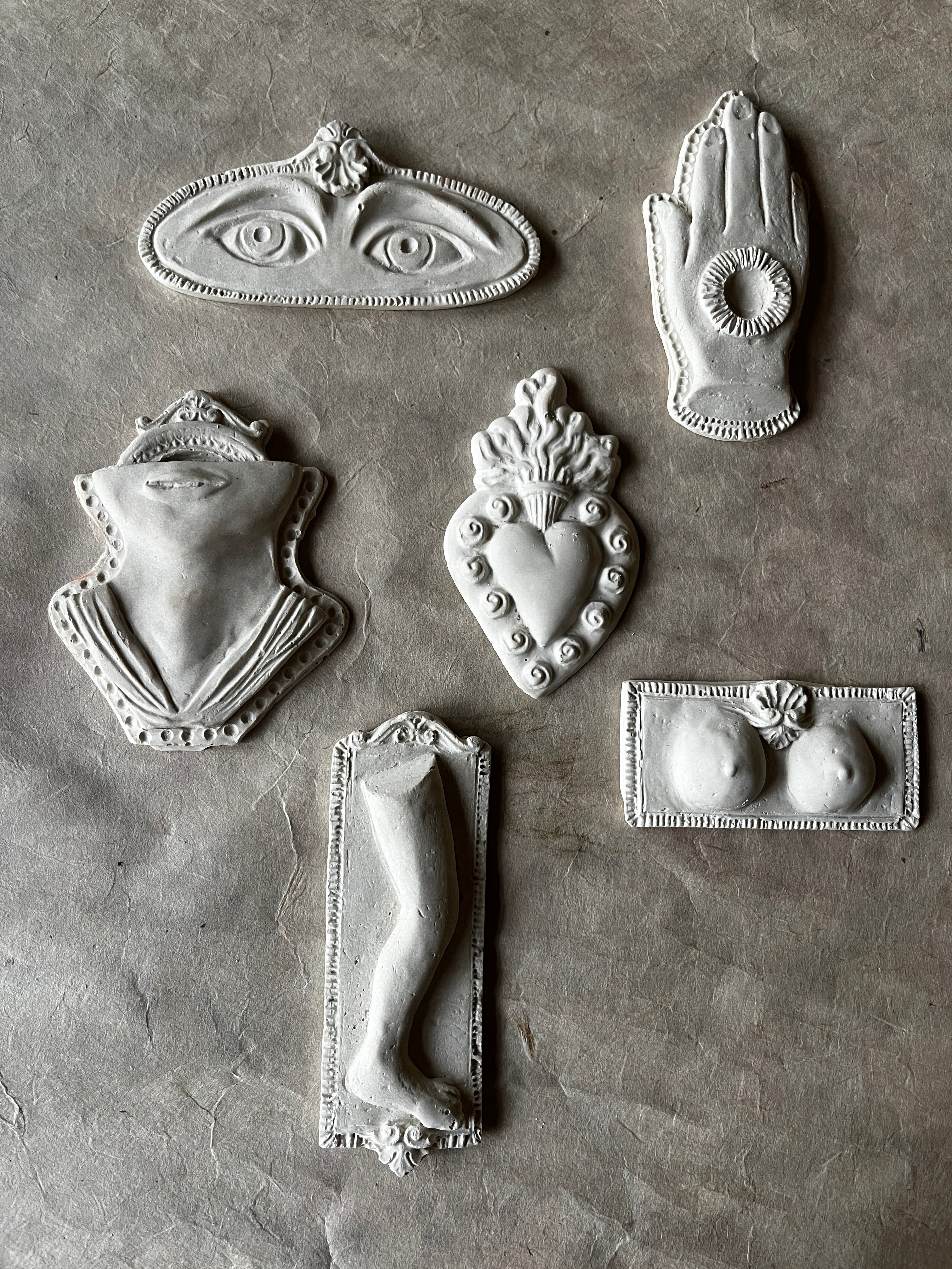 Plaster Milagros or Ex Voto Ornaments - PARCEL