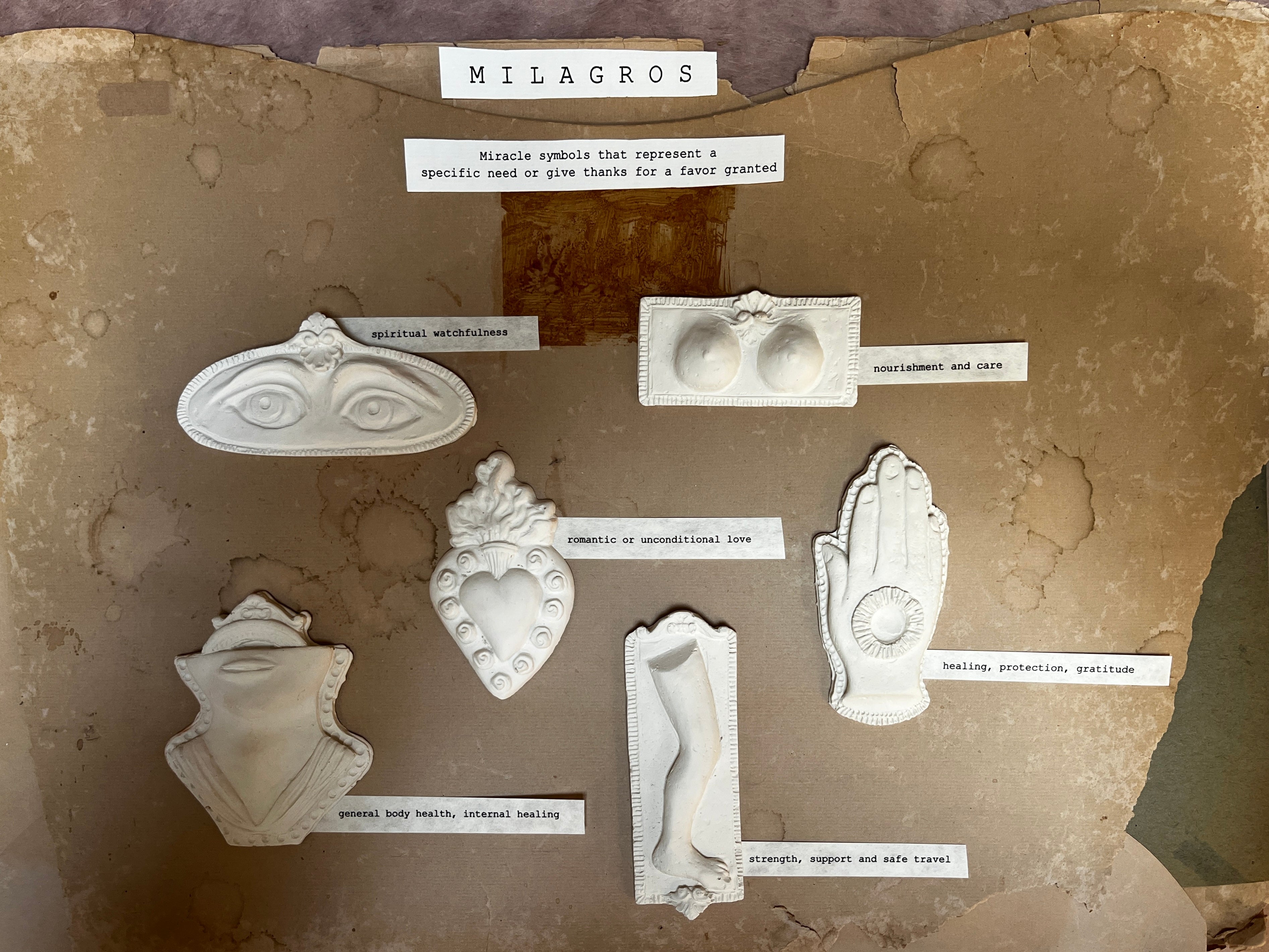 Plaster Milagros or Ex Voto Ornaments - PARCEL