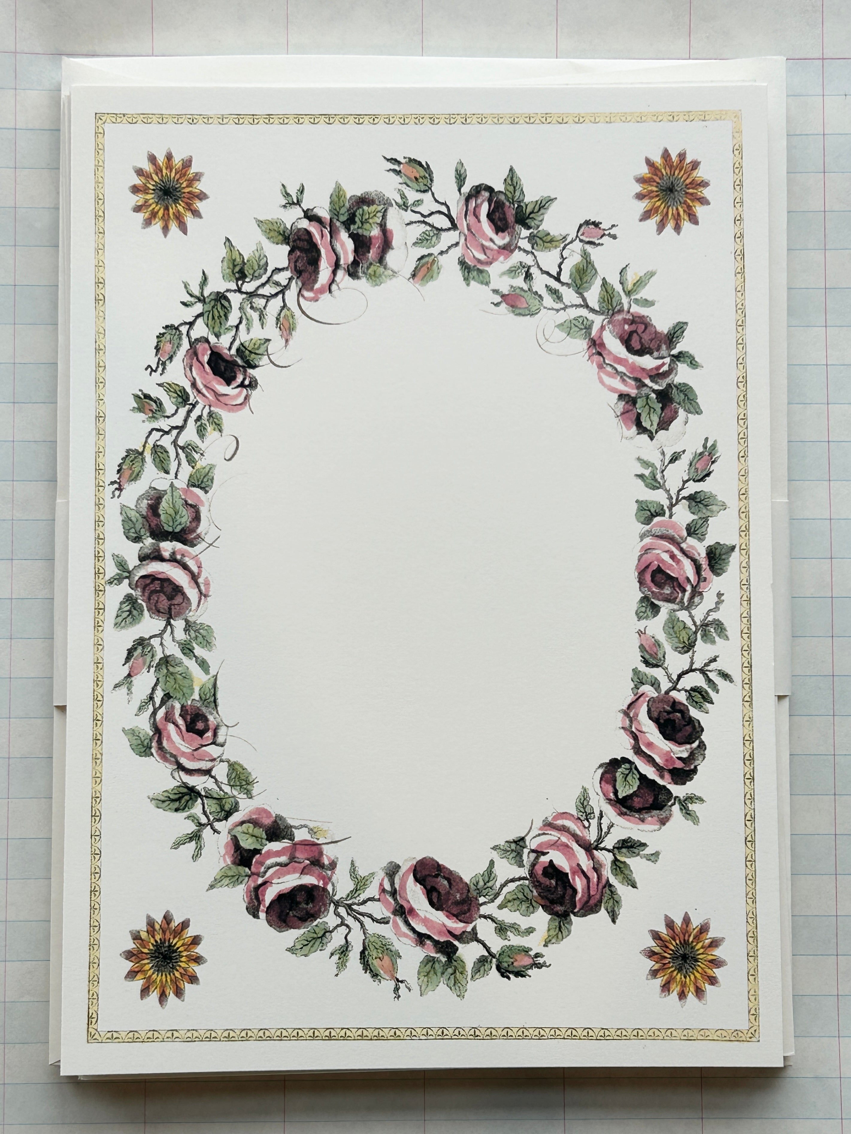 Rose Wreath Stationery Set - PARCEL