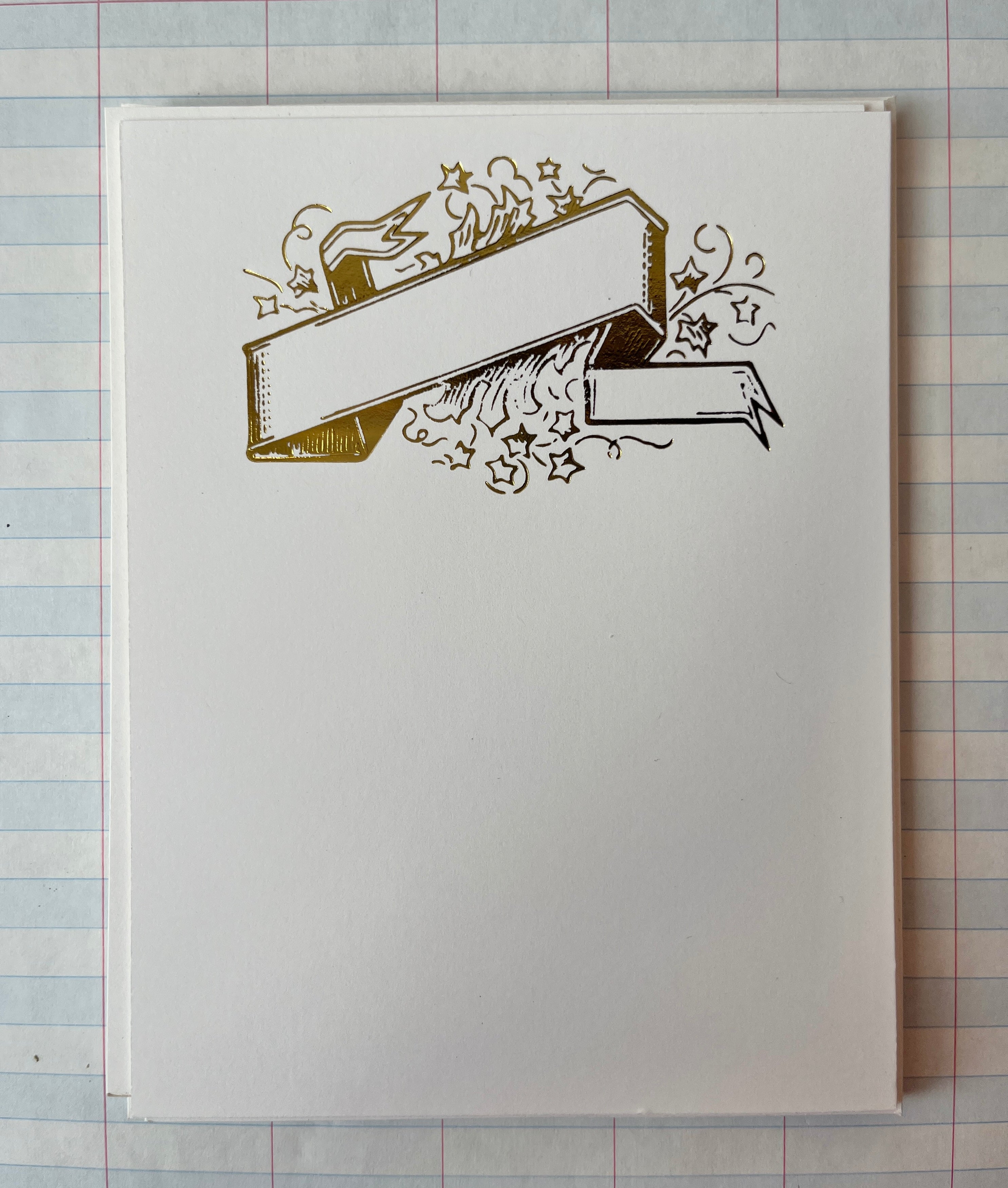 Ribbon Banner with Stars Foil Pressed Notecards - PARCEL
