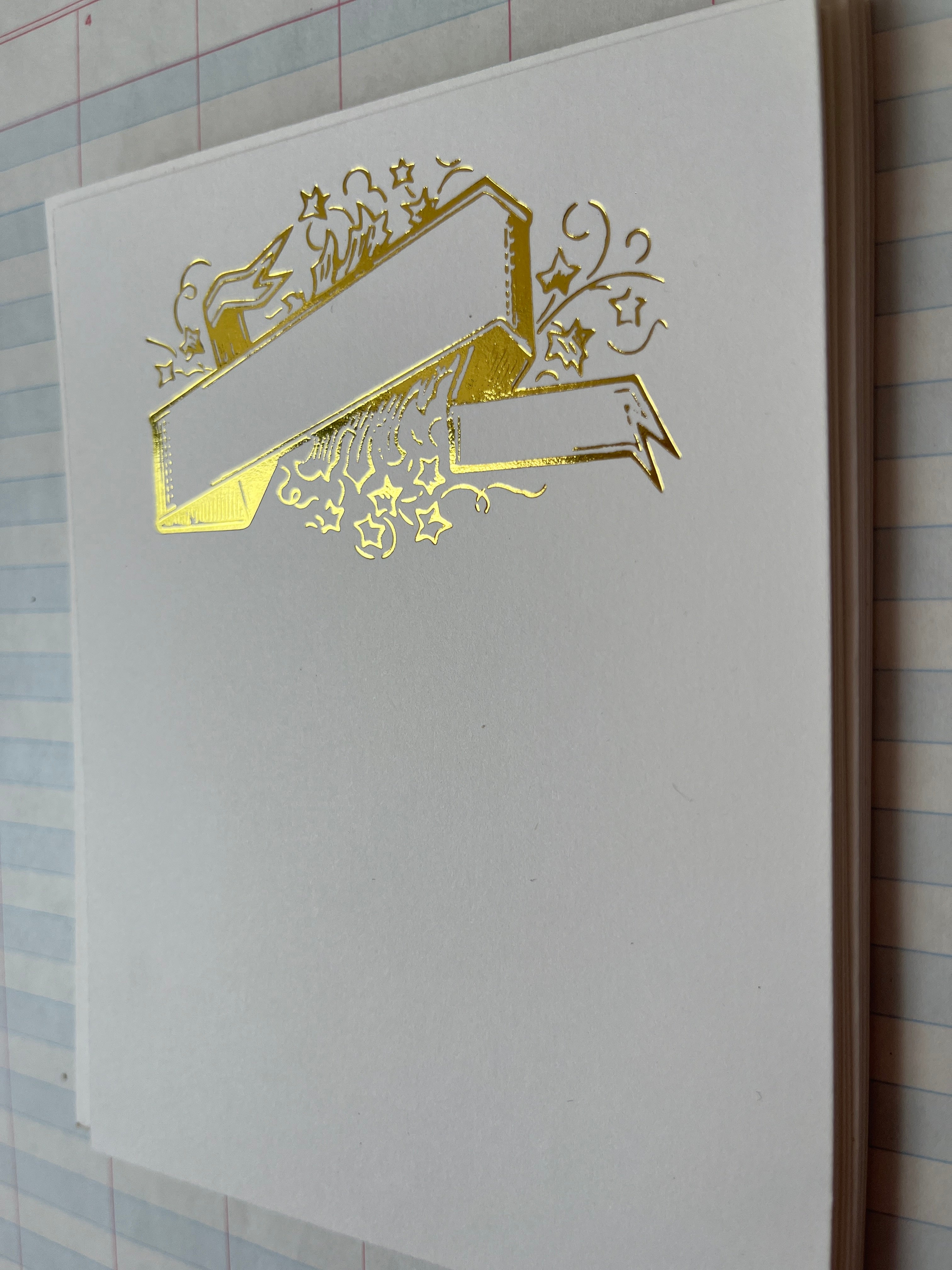 Ribbon Banner with Stars Foil Pressed Notecards - PARCEL