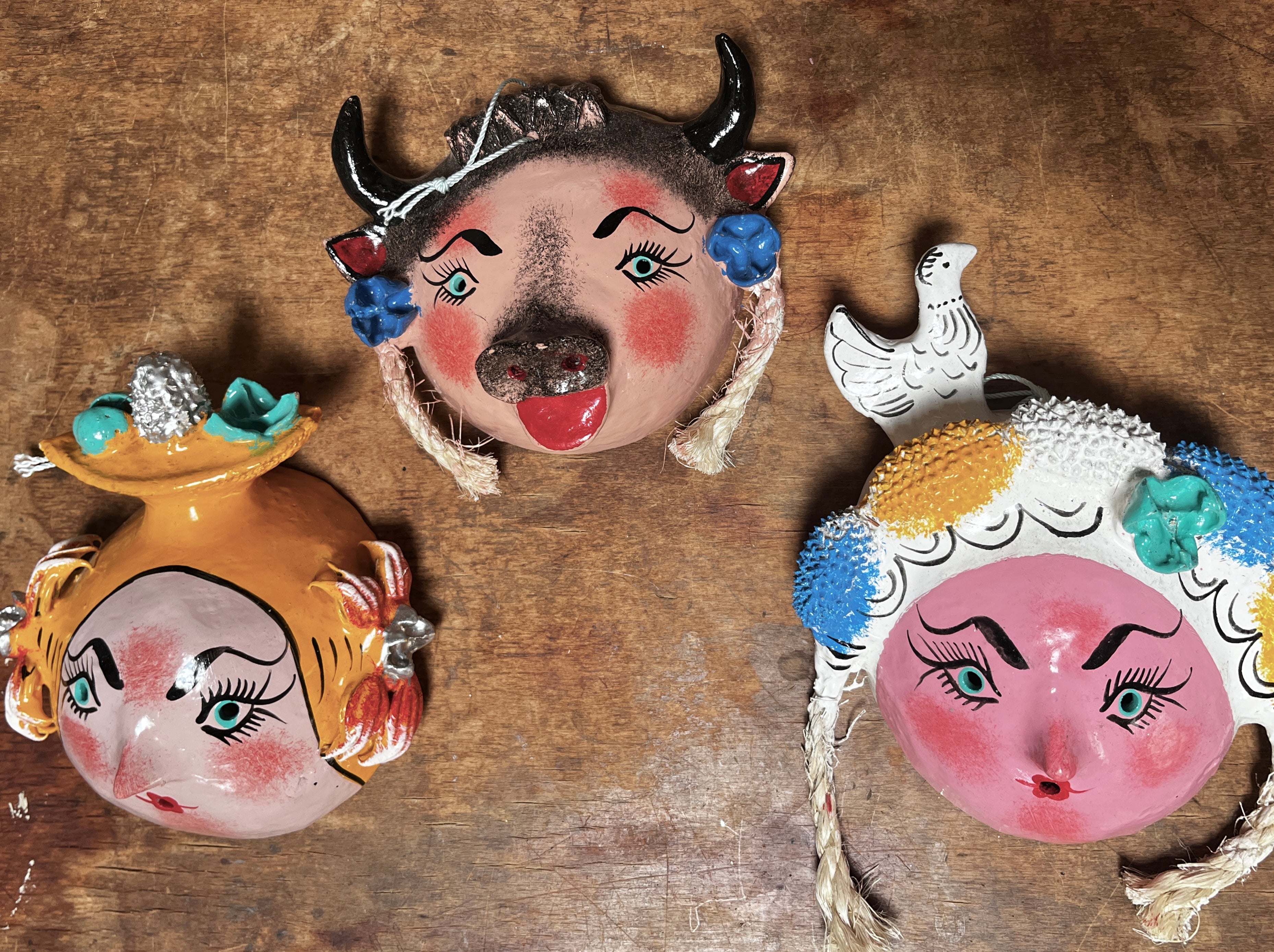 Handmade Mexican Coconut Masks - Silly Ladies - PARCEL