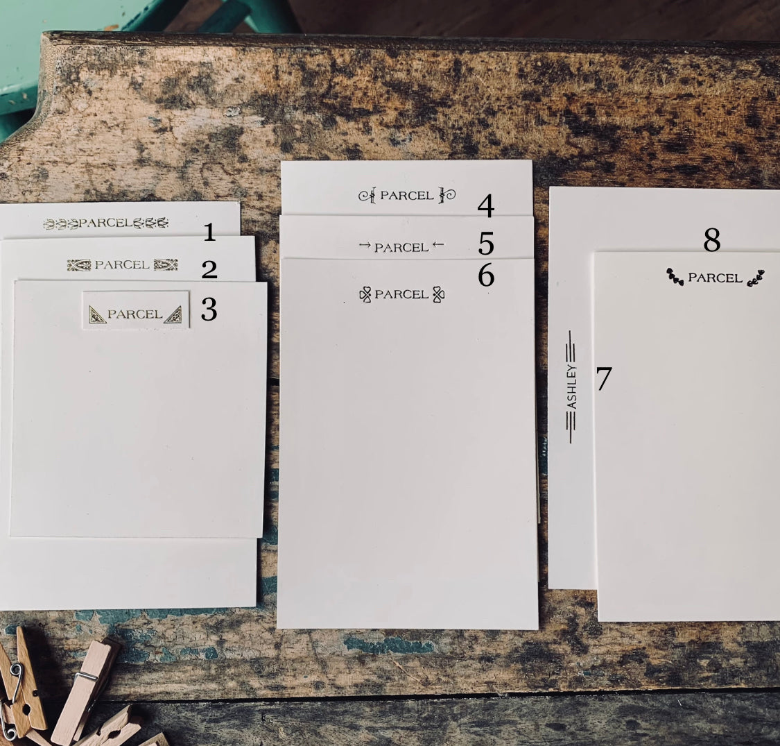 Parcel bespoke personalized stationery - The Bookend Series - PARCEL