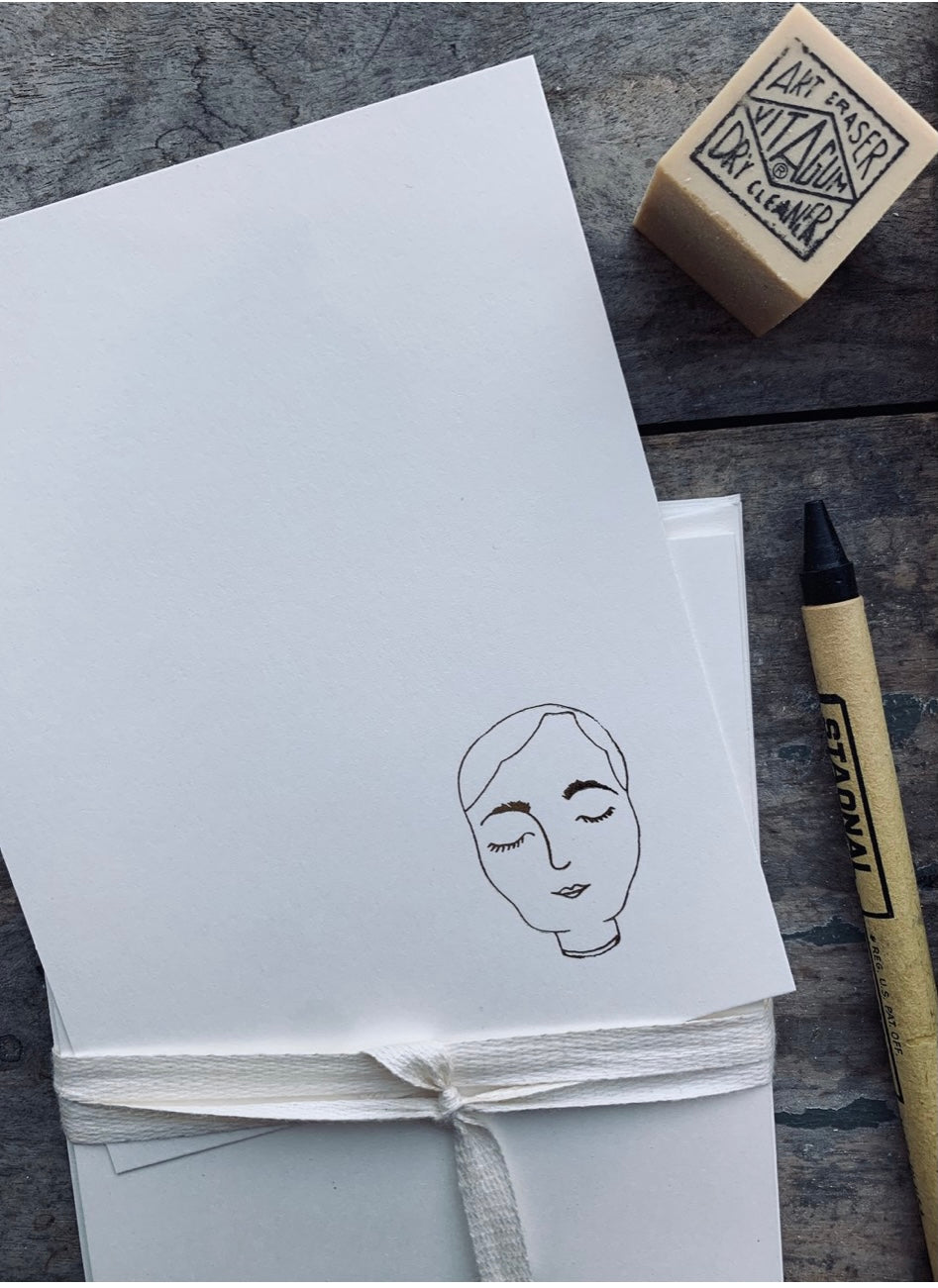 Lady Face by Skippy Cotton Foil-pressed Notecards - PARCEL