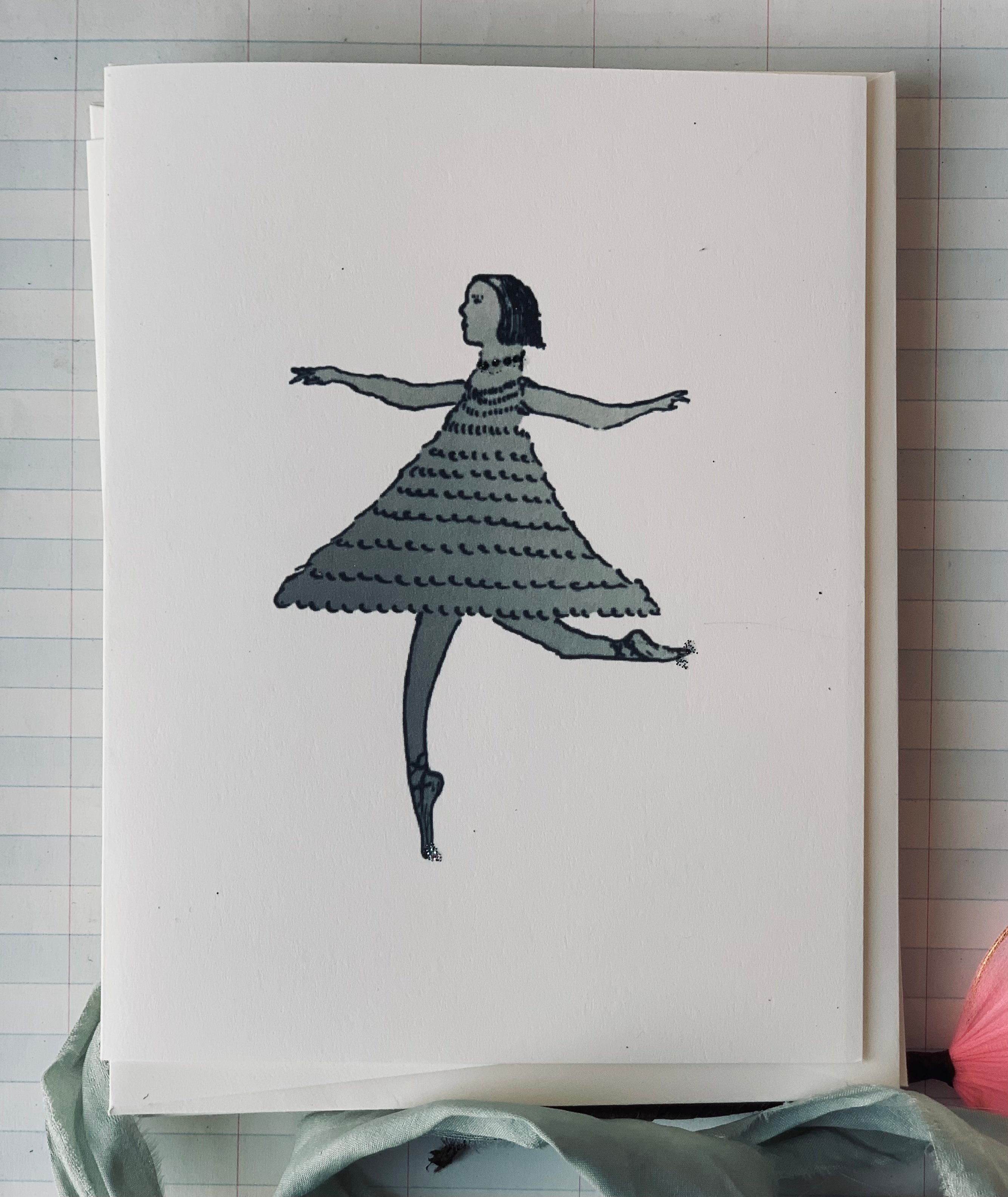 Tippy Toes Dancing Gal Folded Notecards - PARCEL