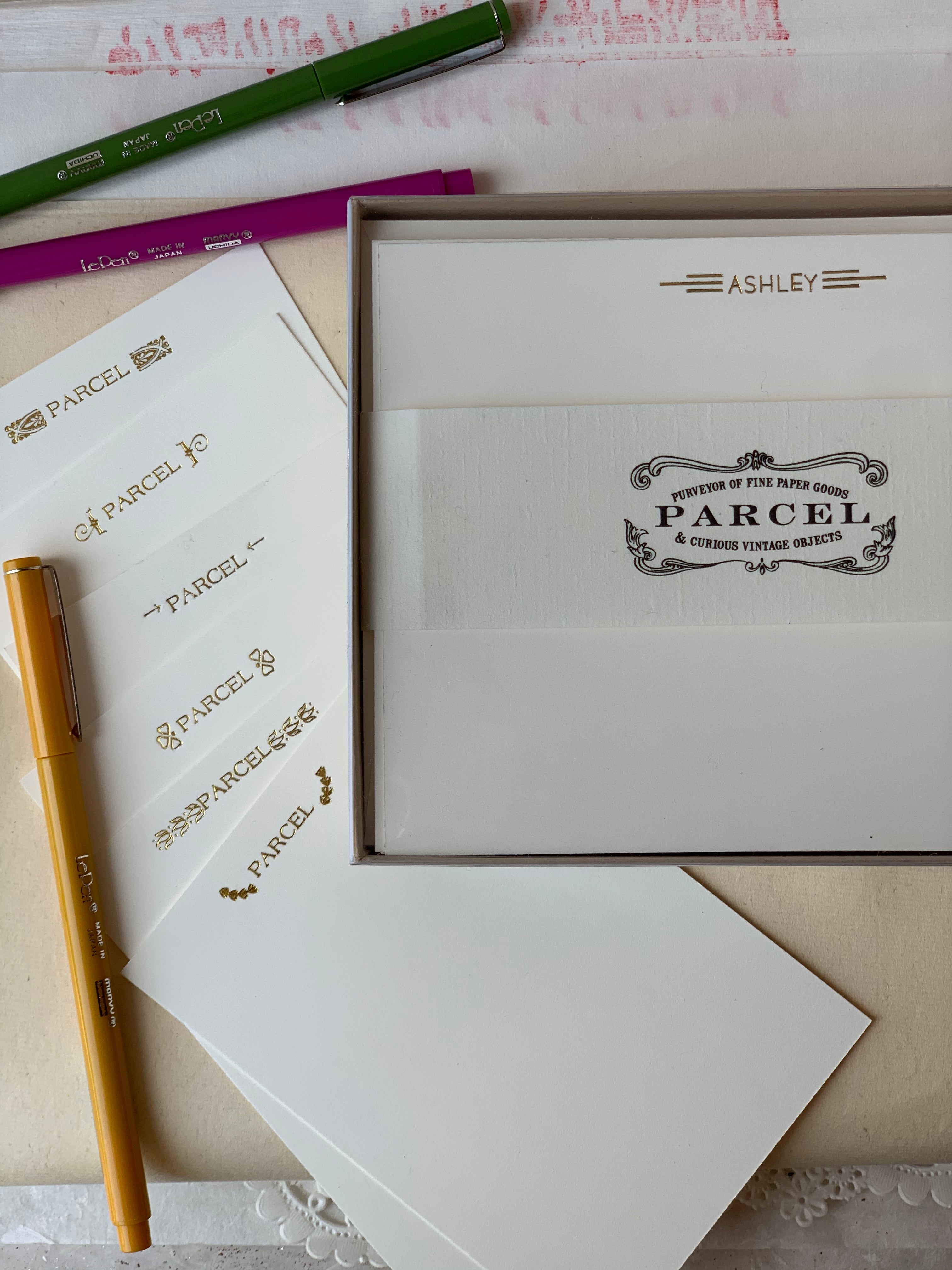 Parcel bespoke personalized stationery - The Bookend Series - PARCEL