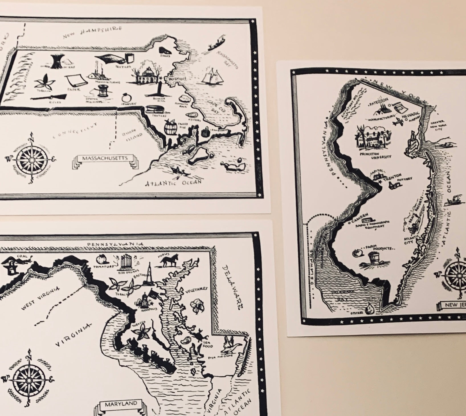 Vintage State Maps Art Print - PARCEL