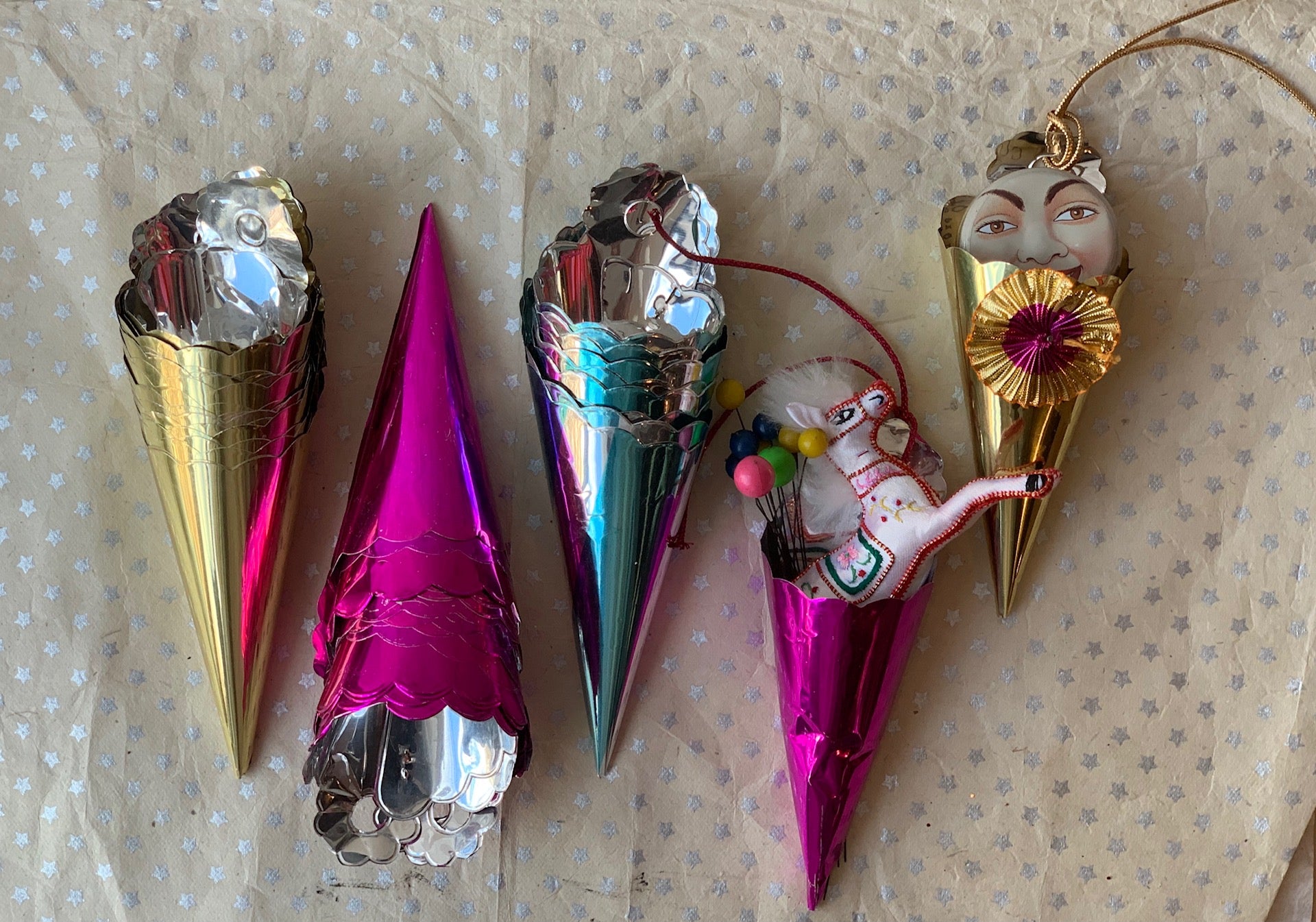 Vintage Foil Party Cones - PARCEL