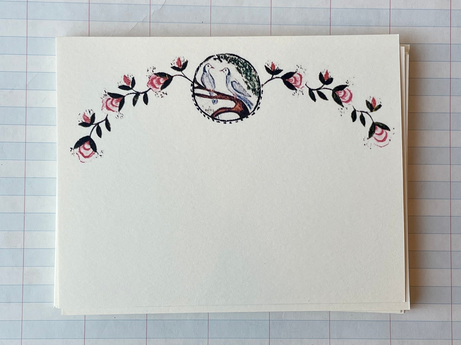 Bird Rose Frame Notecards - PARCEL