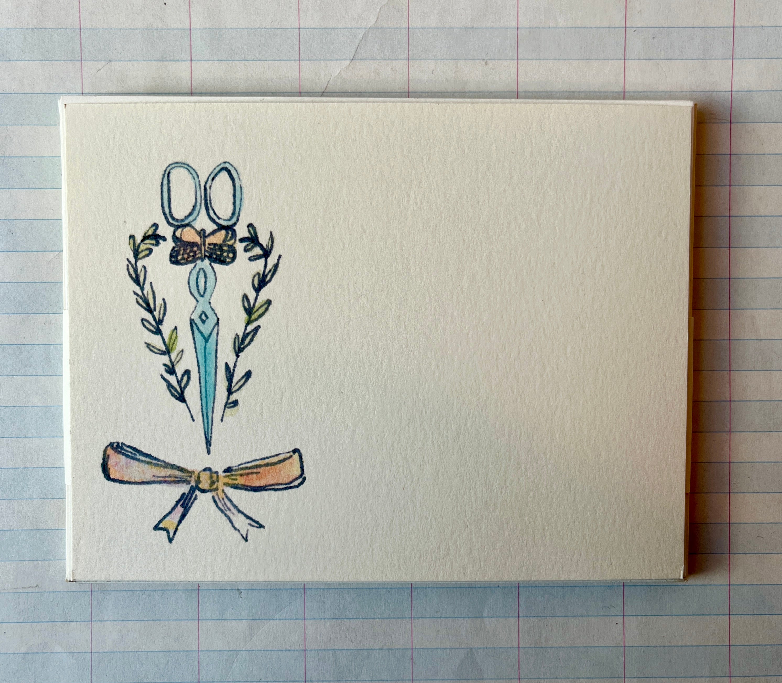 Watercolor Scissors Stationery Notecard Set - PARCEL
