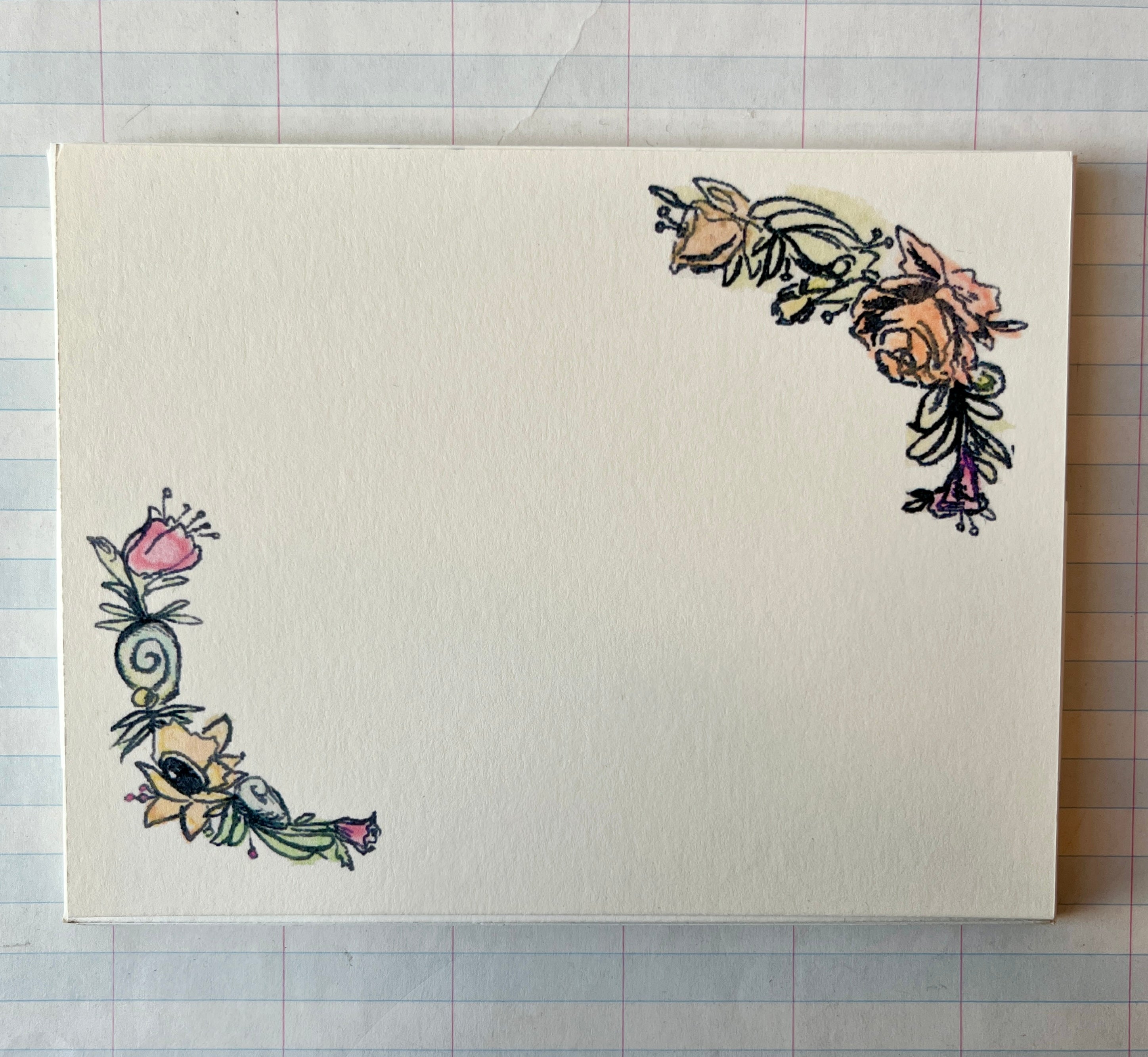 Watercolor Floral Stationery Notecard Set - PARCEL