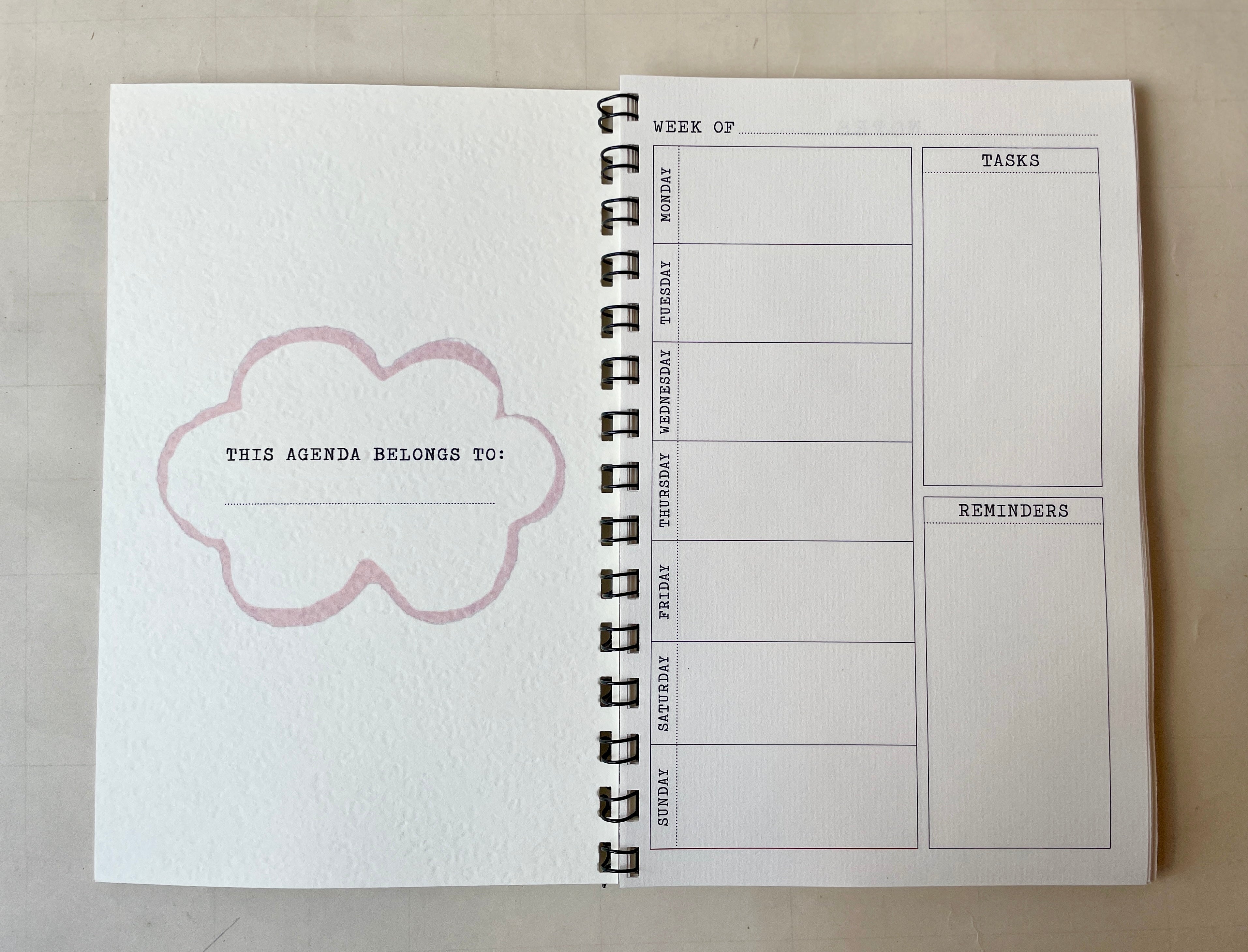 Perpetual Weekly Agenda Sun and Moon - PARCEL