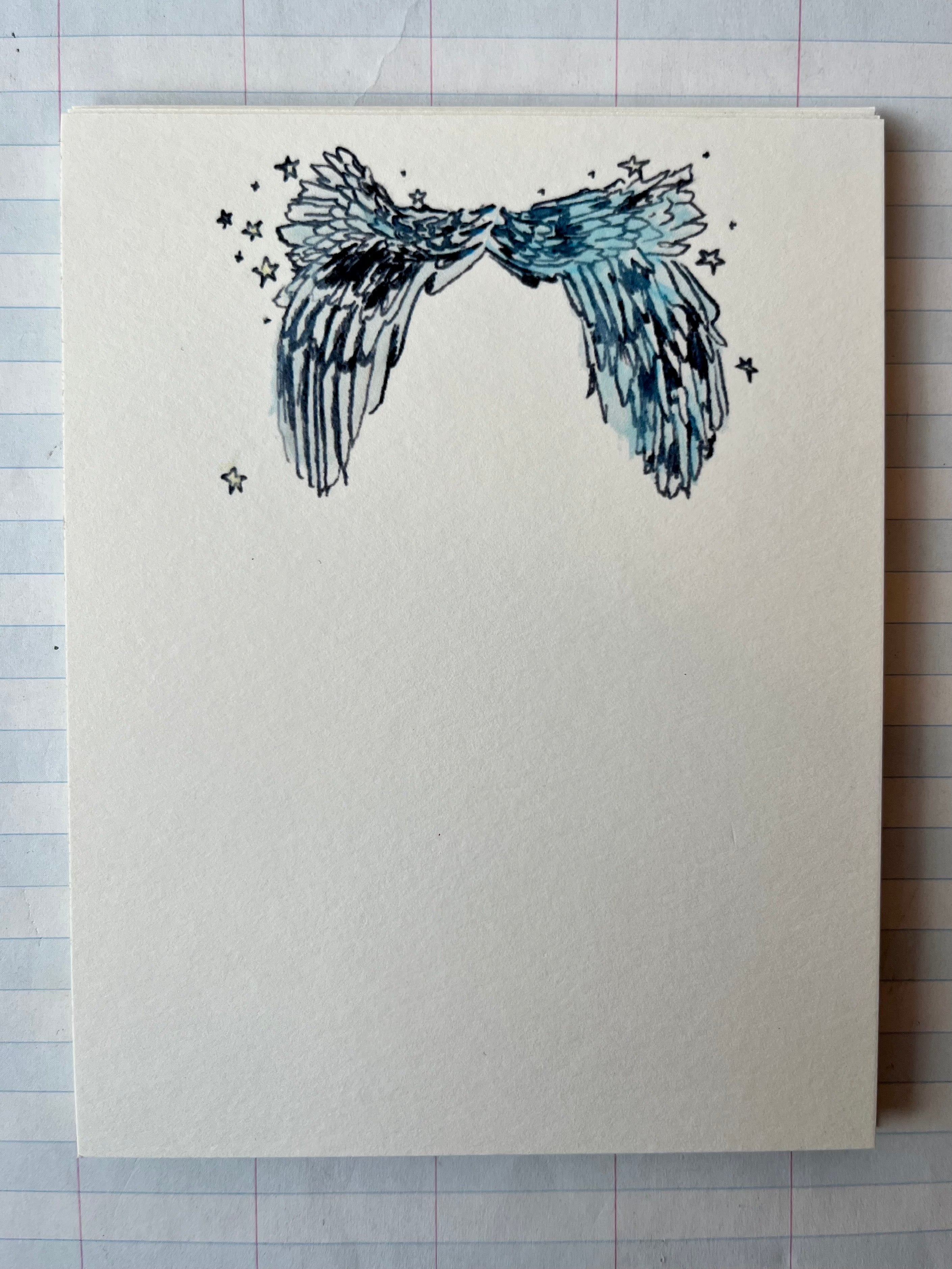 Watercolor Wings and Stars Notecard Set - PARCEL