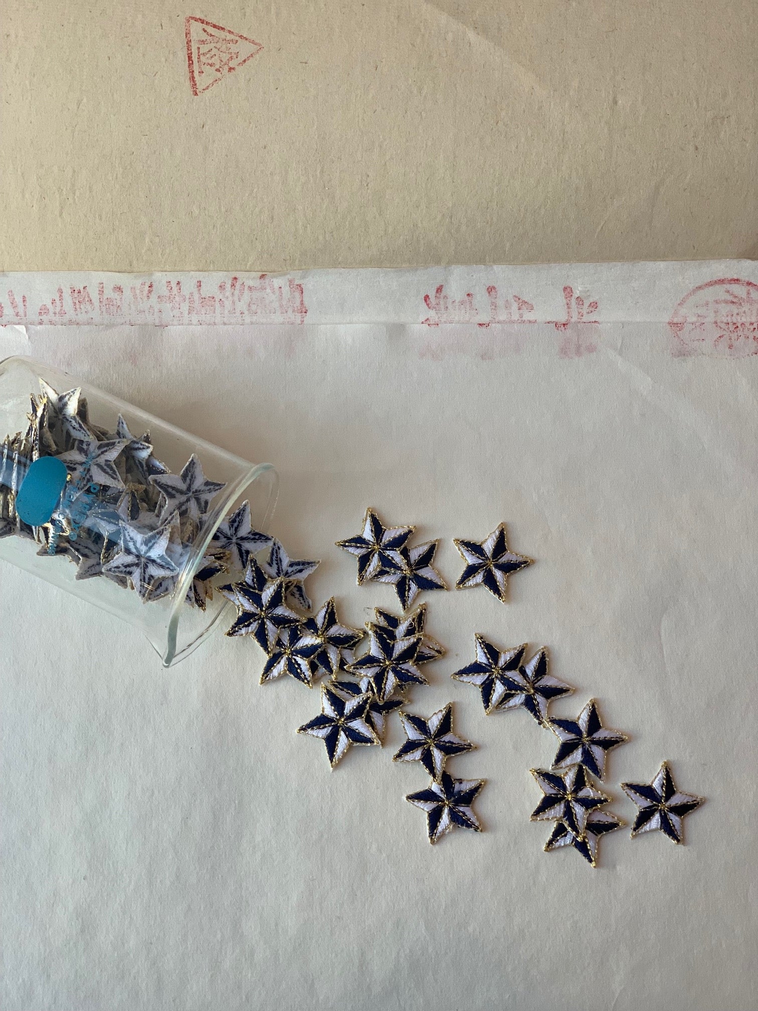 Navy, White and Metallic Gold Star Patches - PARCEL